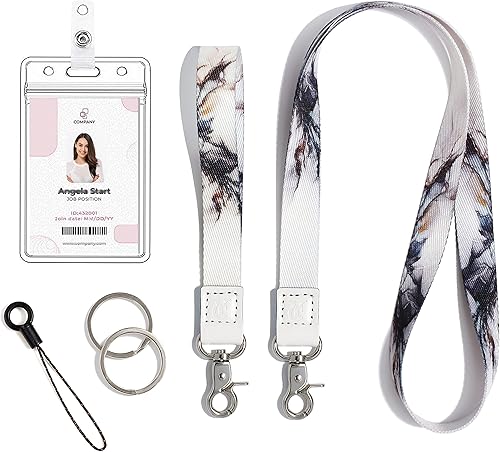 Llavero con correa de muñeca y llavero para identificación y tarjetas de identificación