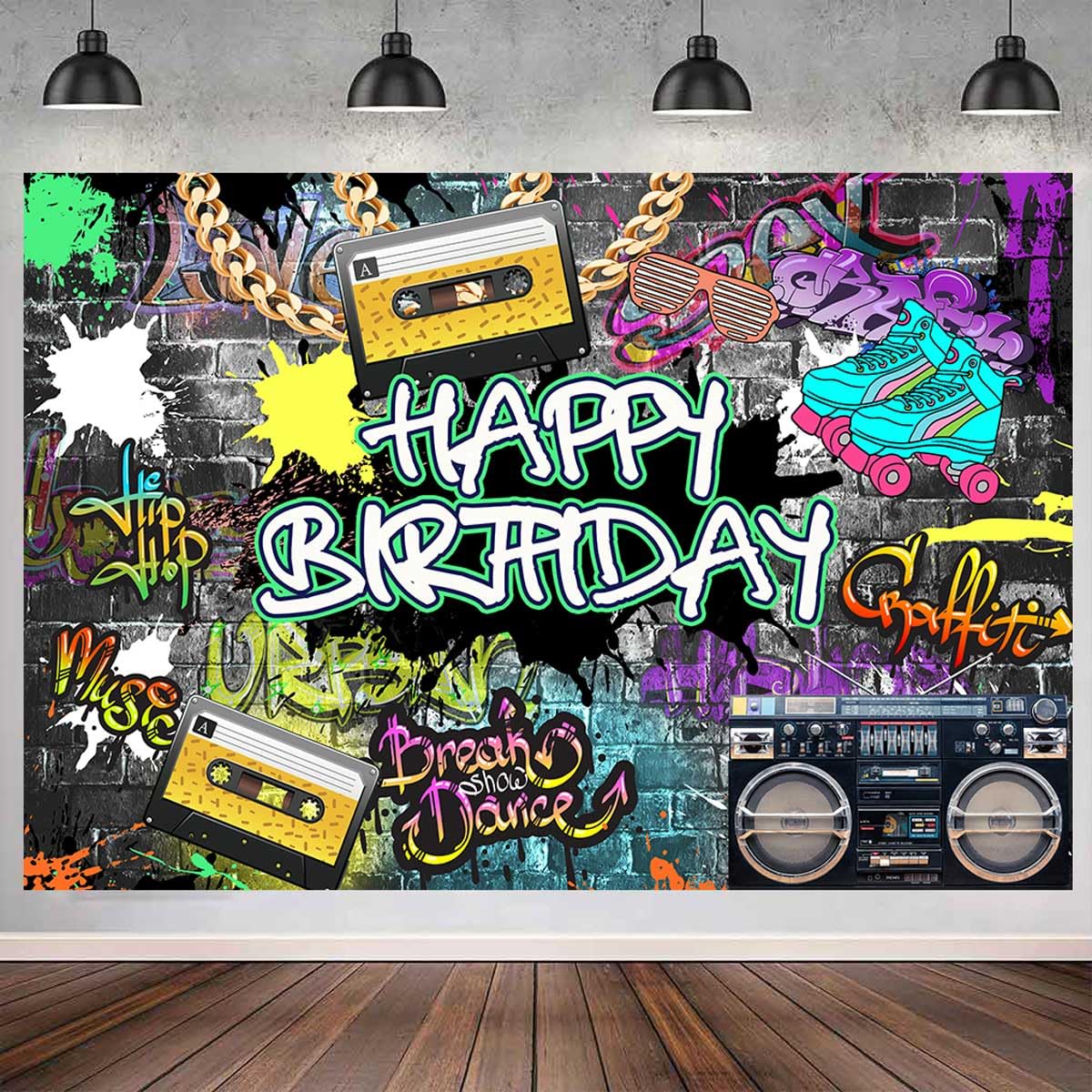Amazon.com : Sensfun Graffiti 80's 90's Birthday Backdrop