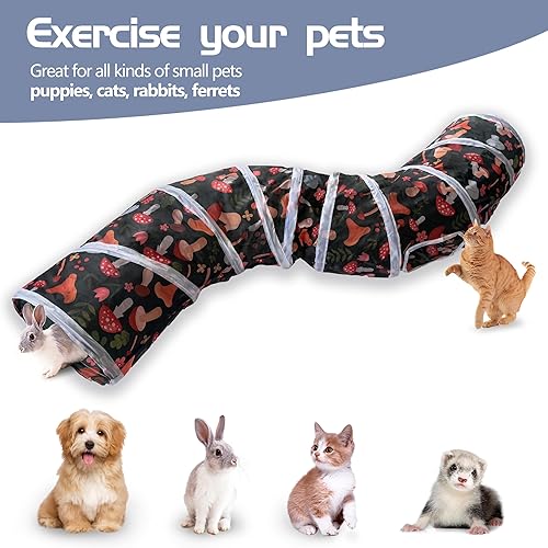 Vista 57 de Sheldamy Túnel para gatos, túnel de juego plegable de 2 vías, laberinto de juguete interactivo para animales pequeños, rojo y negro 2 vías rojo