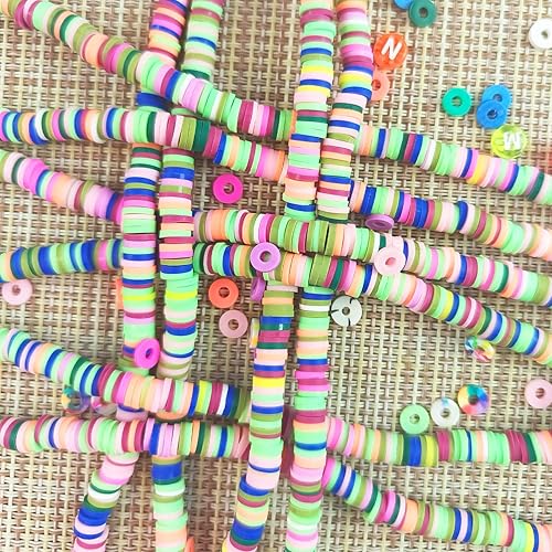 Vista 17 de 3500 cuentas de arcilla plana coloridas de 0.236 pulgadas para bricolaje, polímero, joyería hecha a mano para collares, pulseras, aretes, colgantes