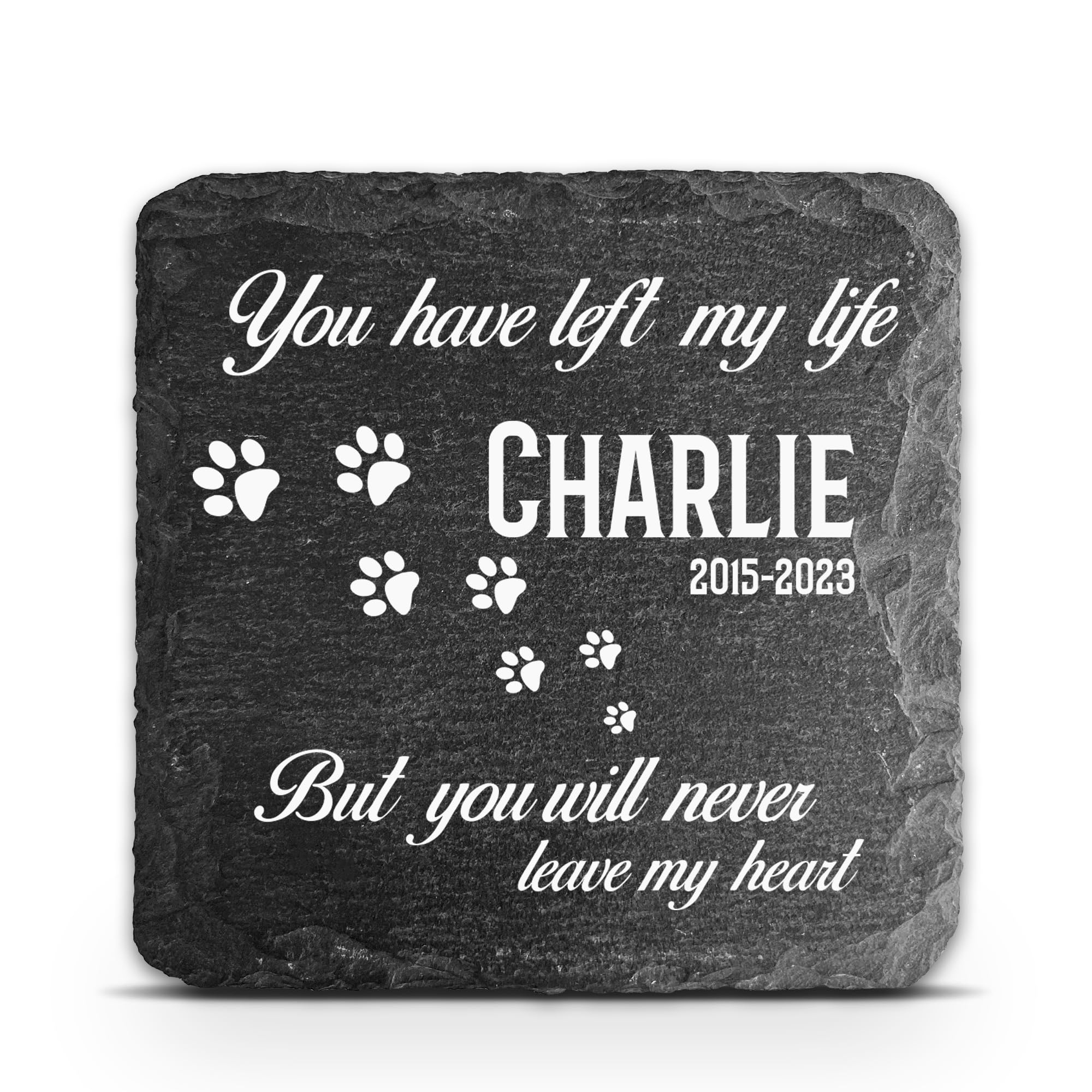 TULLUN Personalised Square Memorial Plaque For Pet Cat Dog Slate Stone Frame Paw Grave Marker - Size 5.9" x 5.9" or 150 x 150 mm - You have left my life… — image 1