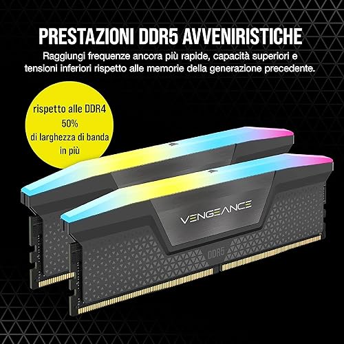Miniatura 3 de CORSAIR Vengeance RGB DDR5 RAM 96 GB (2x48 GB) 6000 MHz CL36-44-44-96 1.4V AMD Expo Intel XMP 3.0 Memoria de computadora de escritorio – Gris