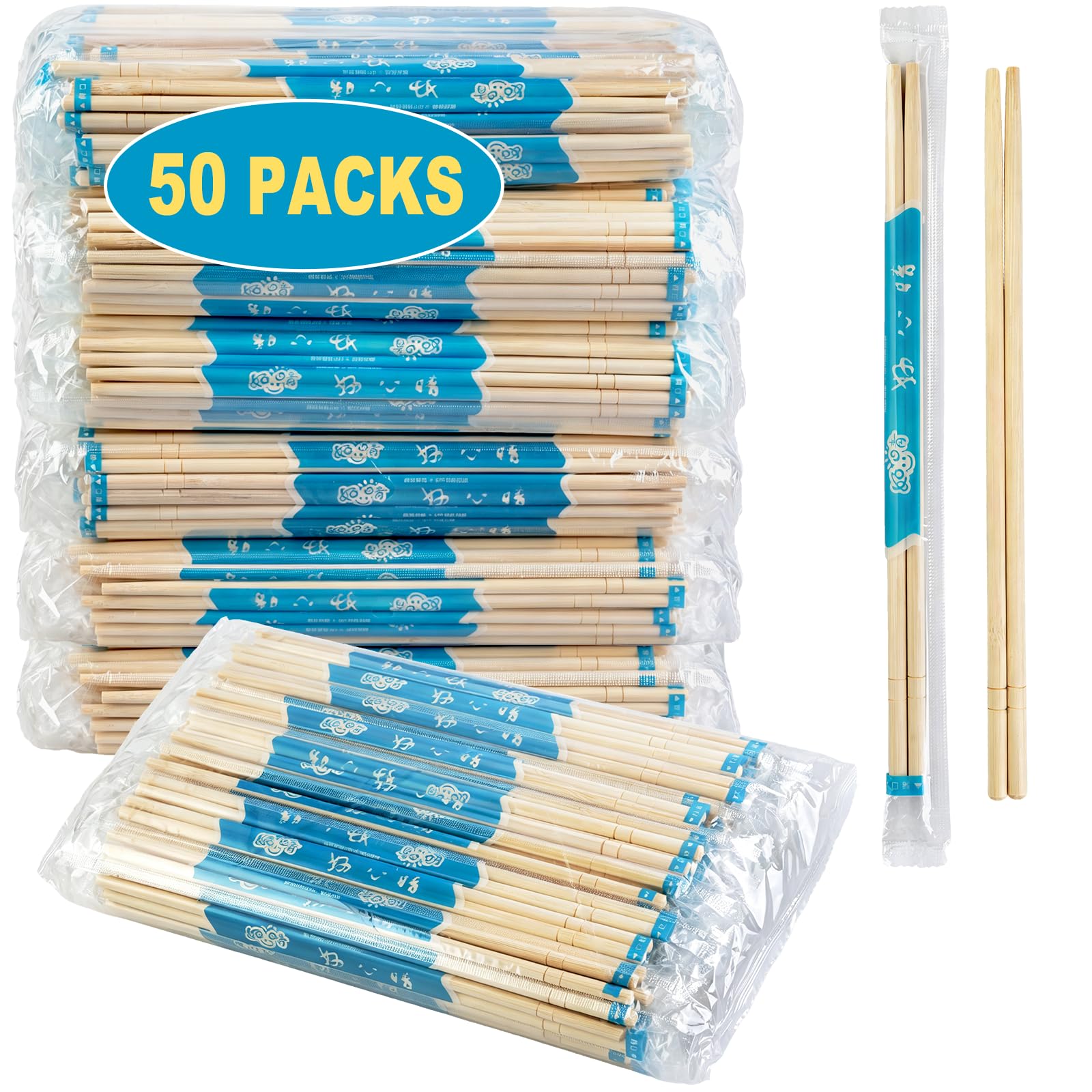 52USA Disposable Bamboo Chopsticks (100 Sets), 9'' Long Chinese Chopsticks — Amazon image 8