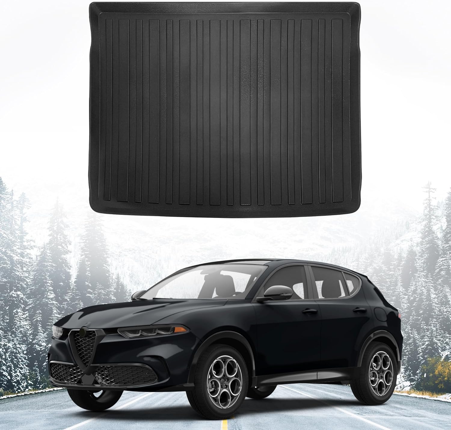 Premium Cargo Liner for Alfa Romeo Tonale 2024-2026 Plug in and Dodge Hornet 2024-2026-100% Protection - Custom Fit Car Trunk Mat - Black Cargo Mat - 3D Shaped Laser Measured Trunk Liners