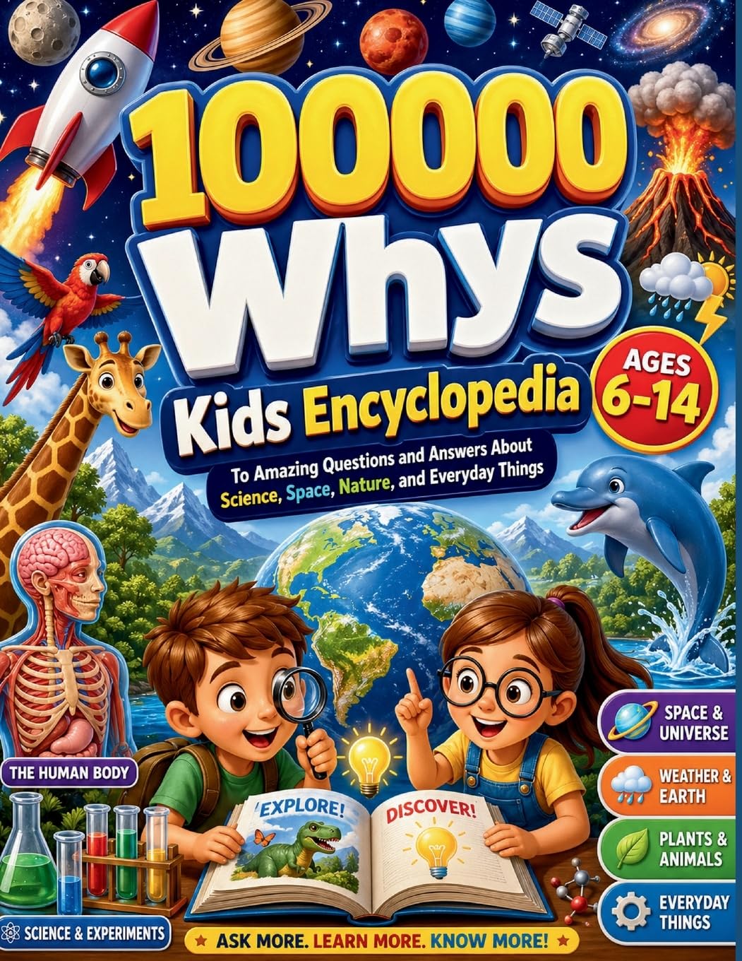 100000 Whys Book: The Kids Encyclopedia to Amazing Questions and Answers About Science, Space, Nature, and Everyday Things (Ages 6-14)