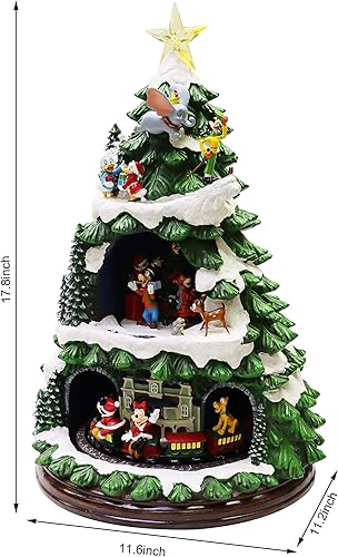 Miniatura 3 de MOMENTS IN TIME Árbol animado con licencia de Disney, decoración de mesa con luces LED, 8 canciones clásicas, adaptador de corriente (incluido)