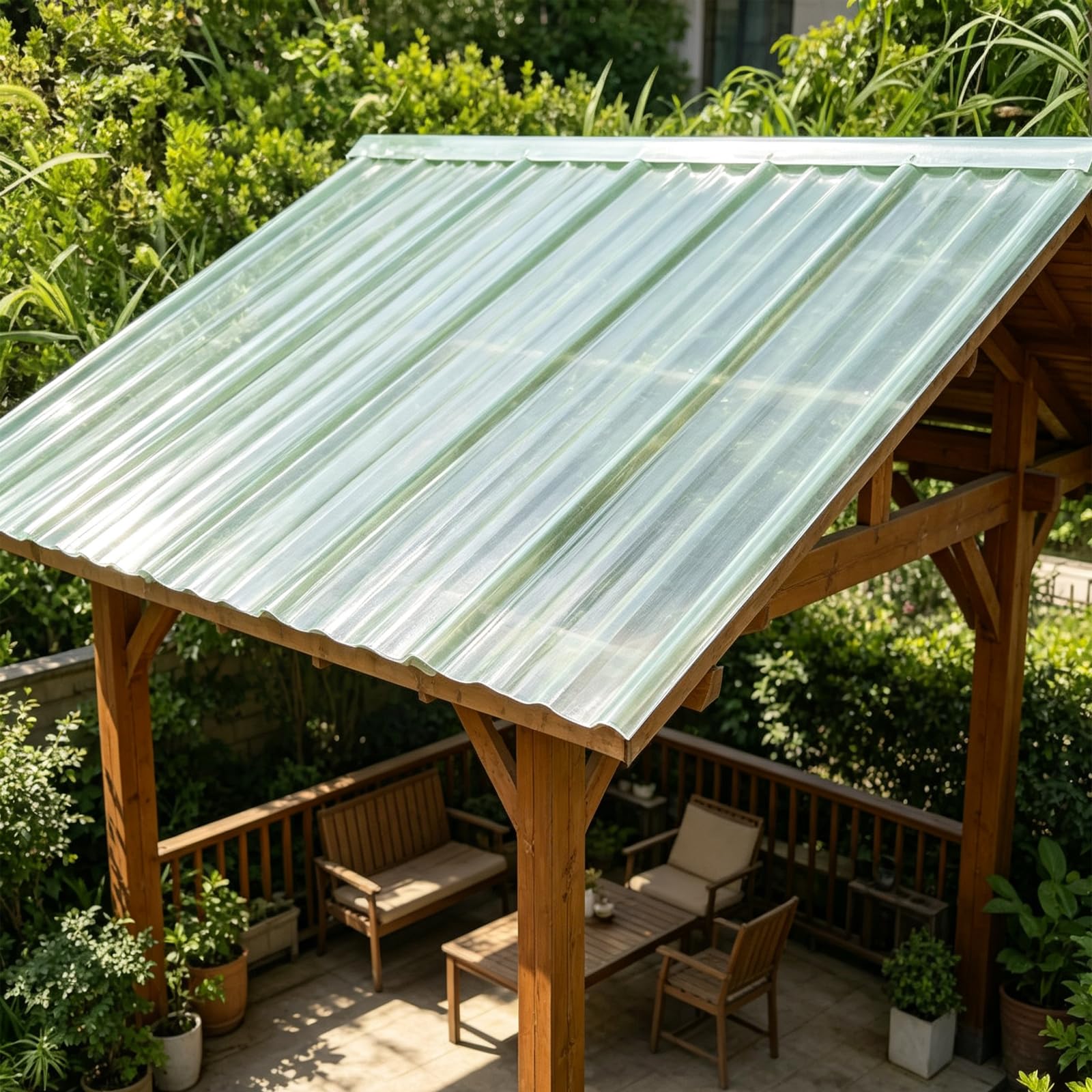 Panel para Tejado Corrugada Transparente,Paneles de Tejado Impermeable (0.9x1.1m,10 pcs)