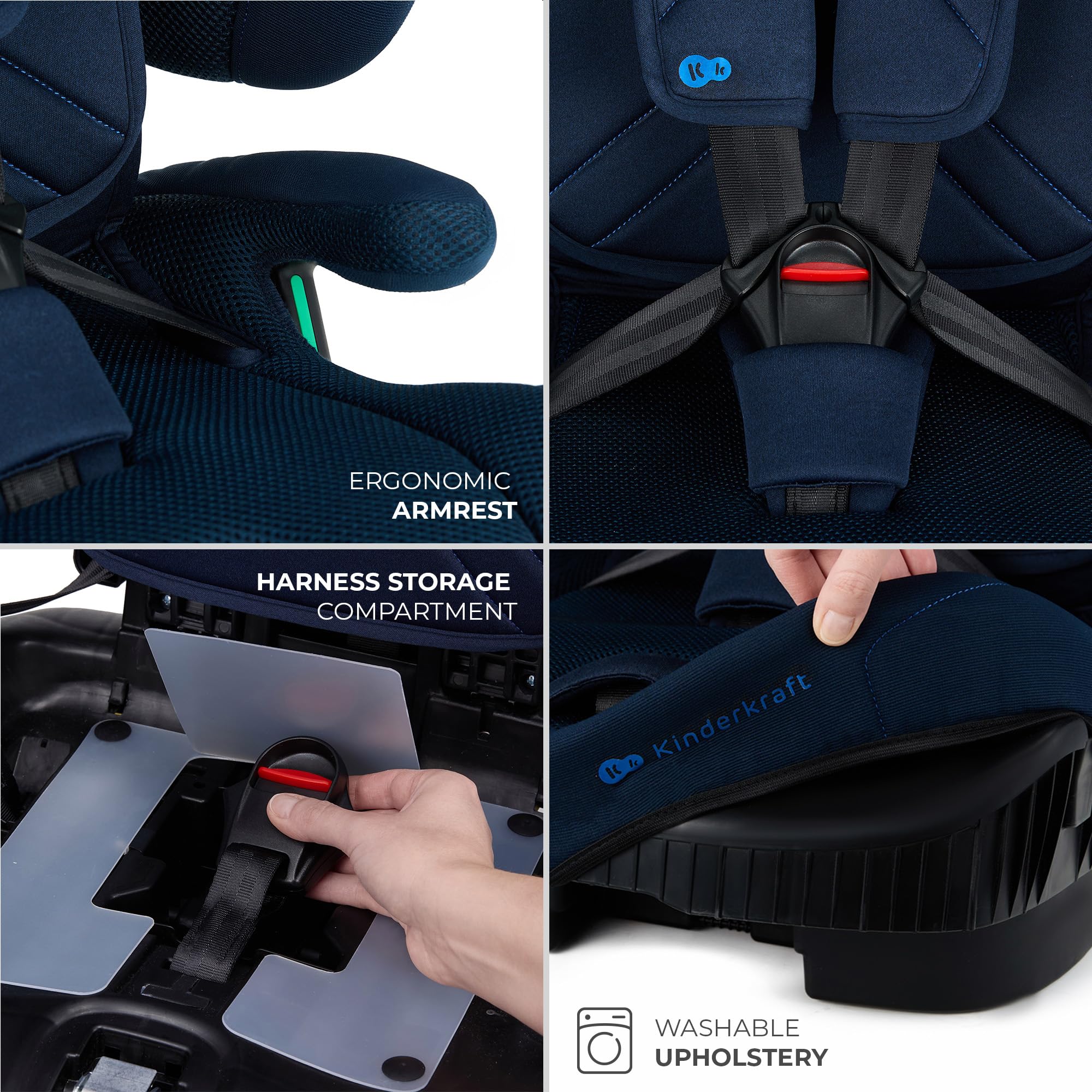 Kinderkraft FIX2GO fotelik dziecięcy i-Size, 76-150 cm, ISOFIX, Top Tether, czujnik saferide, do ok. 12 lat, systemy bezpieczeństwa, wysokiej jakości pokrowce, fotelik dziecięcy, fotelik dziecięcy