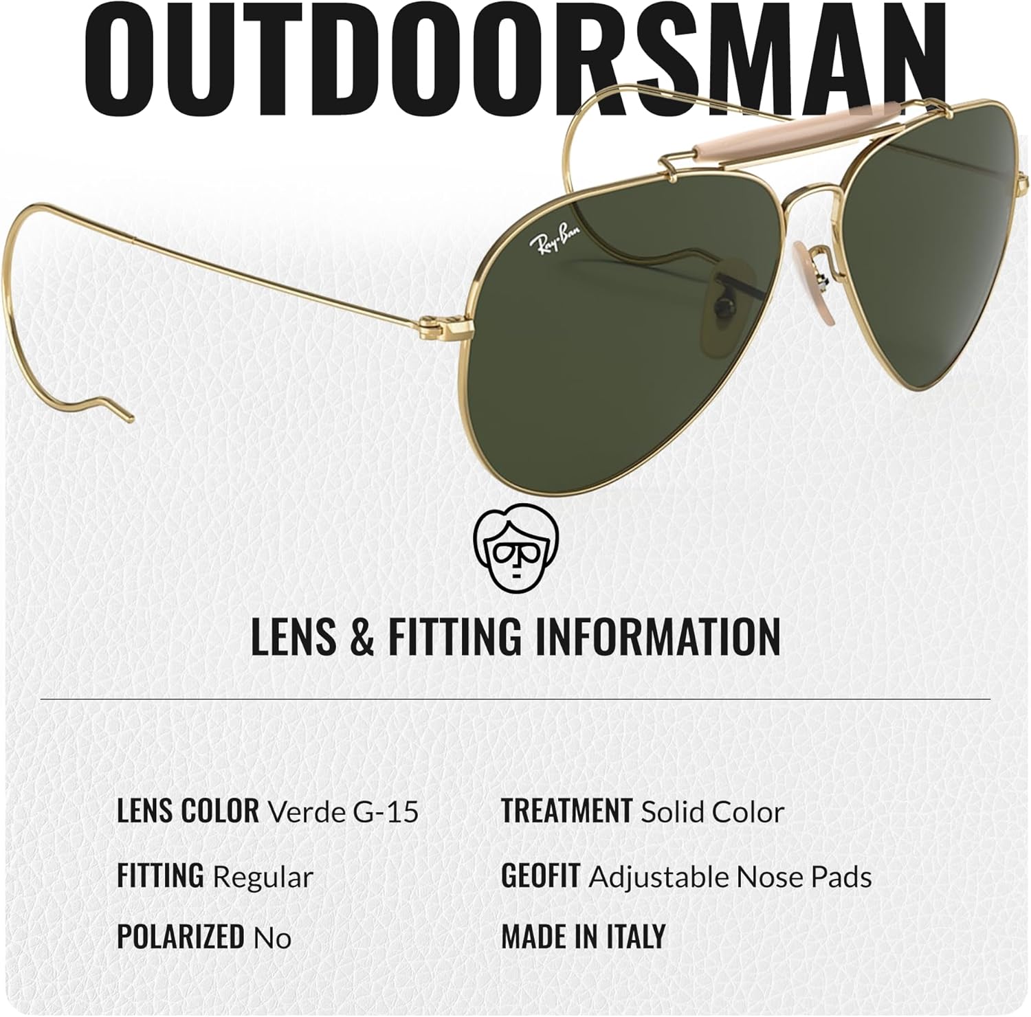 Ray-Ban RB3030 OUTDOORSMAN Pilot Shaped Sunglasses for Men & Women with Official RAYBAN Eyewear Kit - Image 4
