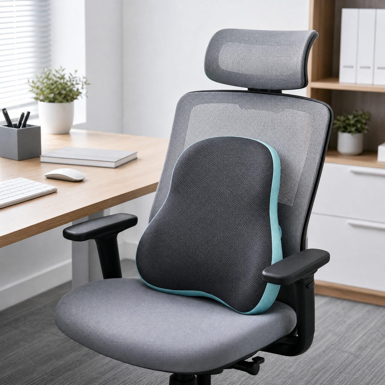 Cuscino con Memory Foam Ortopedico | Strutturato Traspirante, Cuscino Lombare in Memory Foam, per Auto, Pendolari,