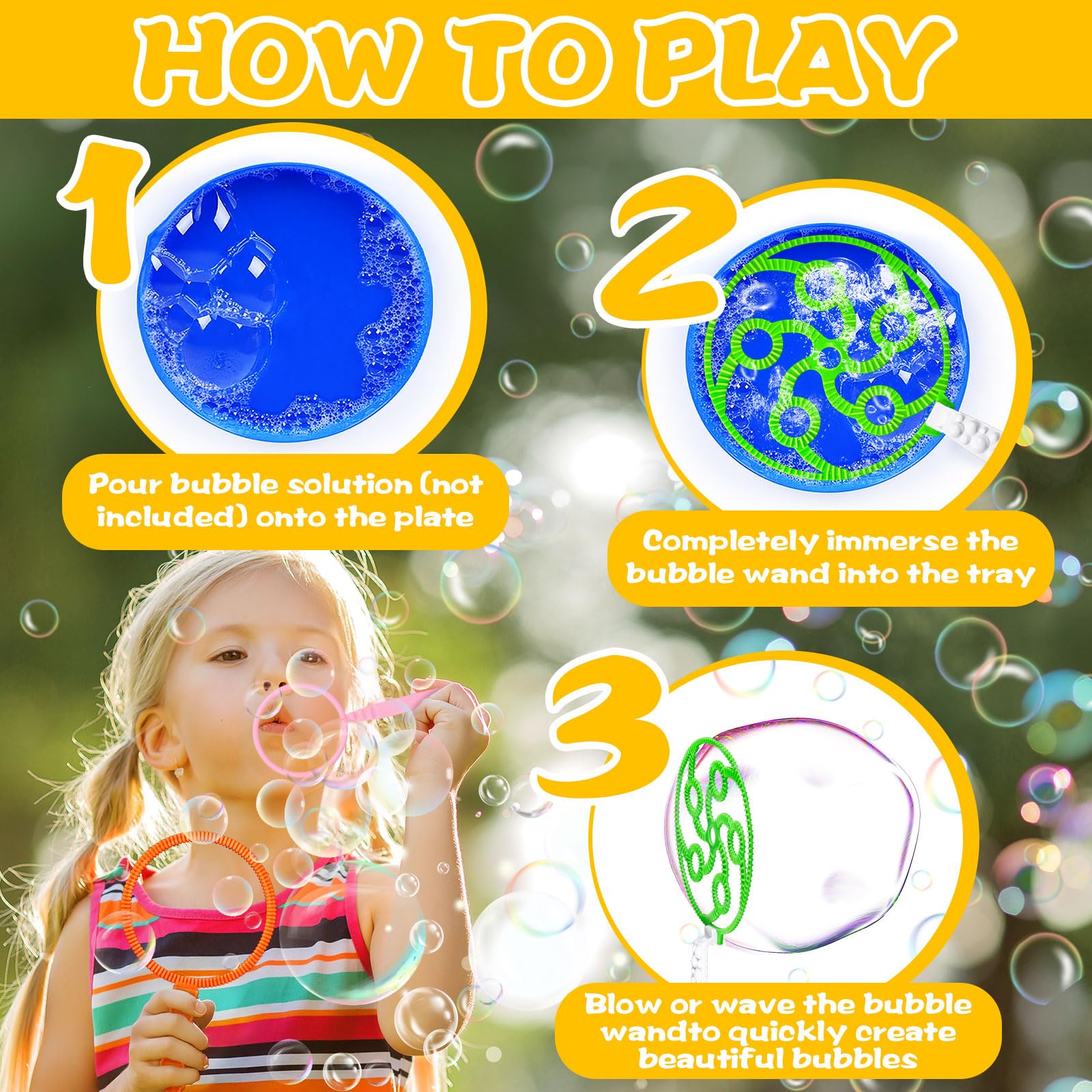 36PCS Kit Bolle di Sapone Giganti per Bambini con Bacchette e Strumenti Creativi – Set Giocattolo Bolle di Sapone per Festa, Compleanno, Matrimonio, Giardino e Giochi all'Aperto