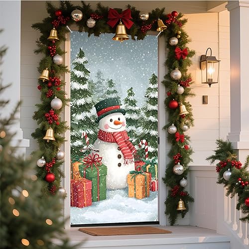 Miniatura 26 de NYZE Decoraciones de Cubierta de Puerta de Navidad Interior Papá Noel, Calcomanías de Pan de Jengibre Pancarta de Fiesta de Navidad Decoraciones de