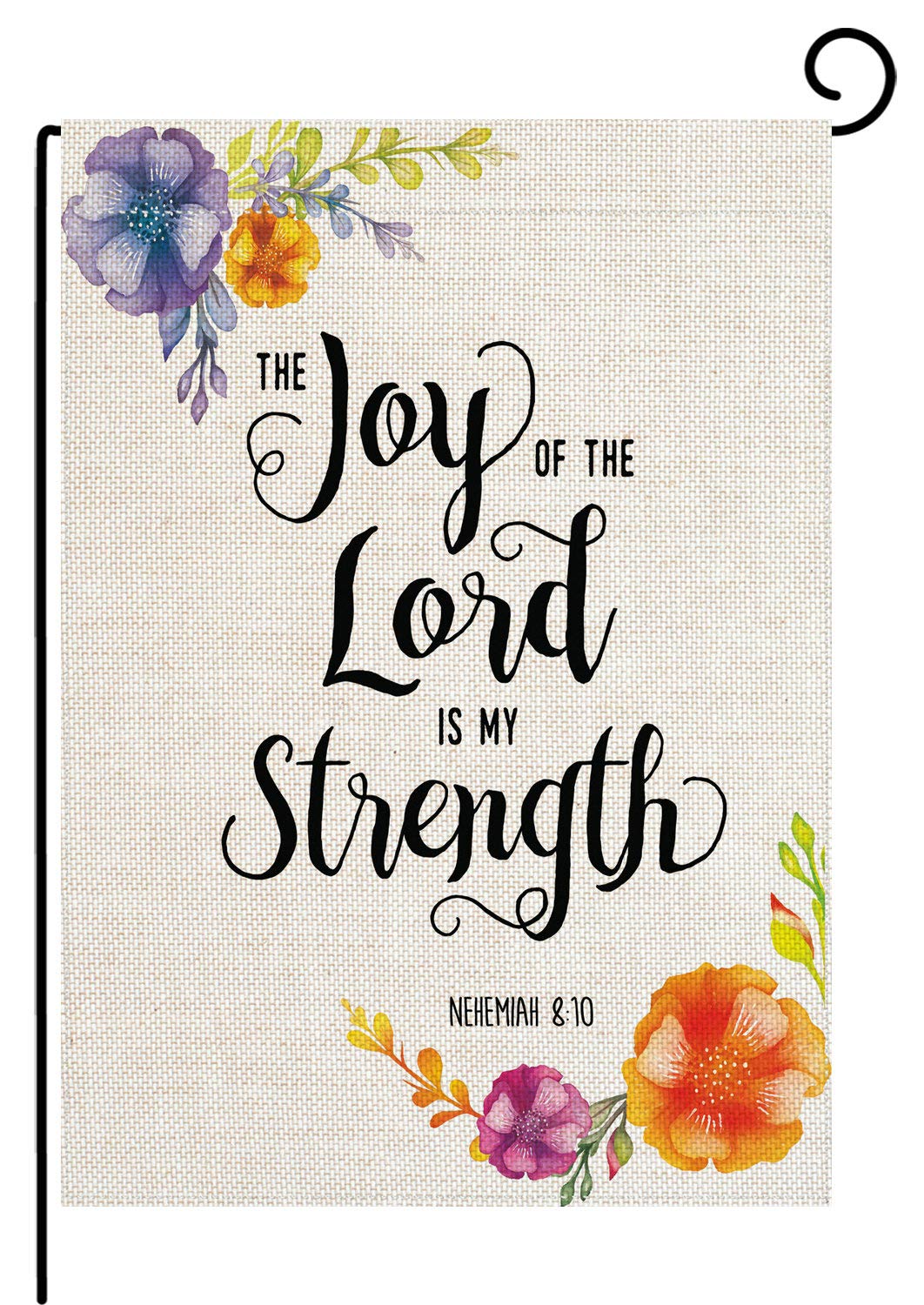pingpi Biblical Quotes Garden Flag Vertical Double Sized,Joy of The Lord is My Strength Yard Outdoor Decoration 12.5 x 18 Inch