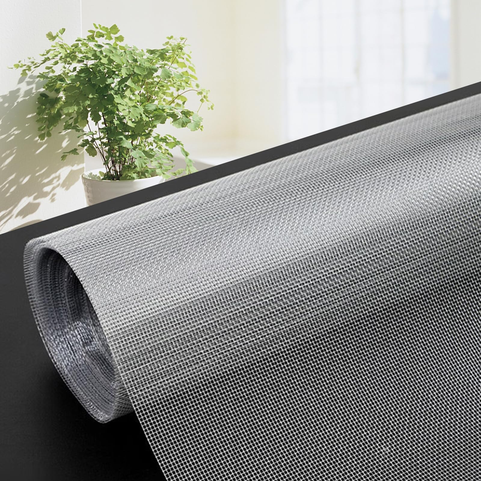 Verstellbares, graues Pollenschutzgitter für Fenster, 2 x 22 m Rolle, ideal für Lüftungs- und Abluftventilatoren, inklusive Moskitonetz
