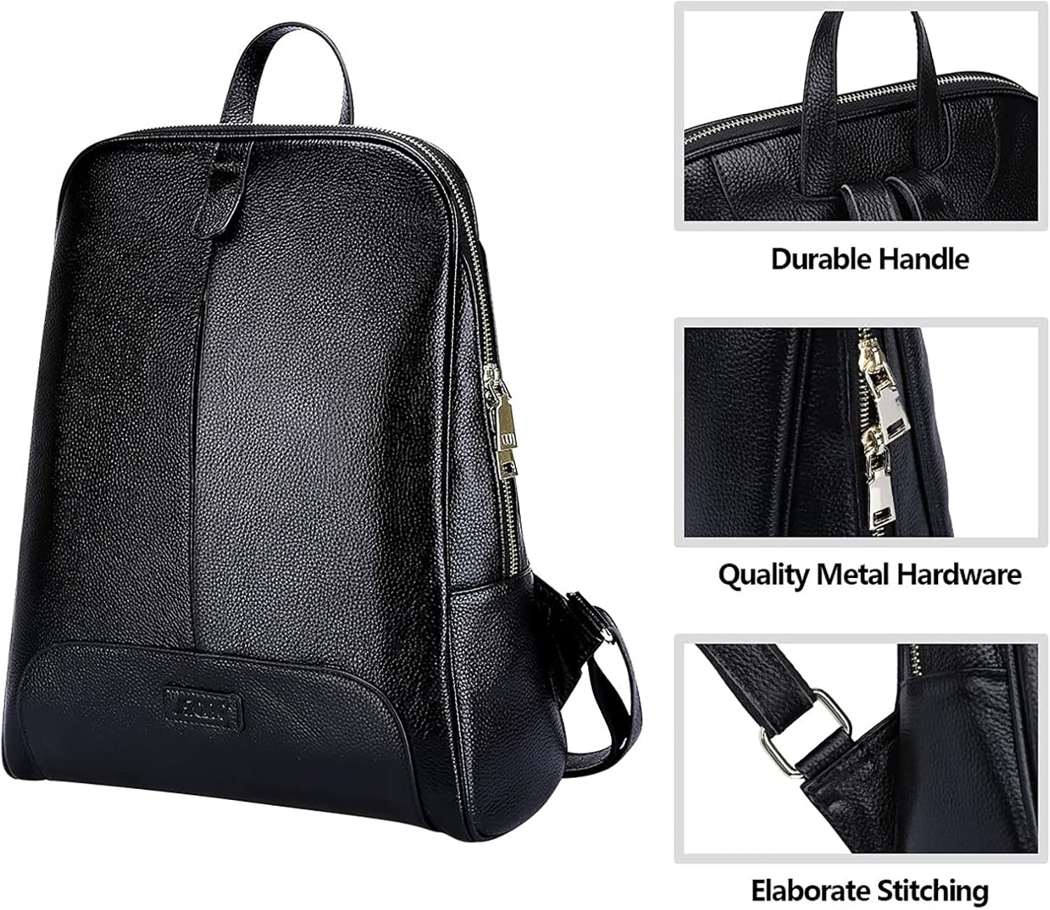 Miniatura 4 de S-ZONE Mochila de cuero genuino para mujer bolso de viaje para universidad Transparente L Clásico