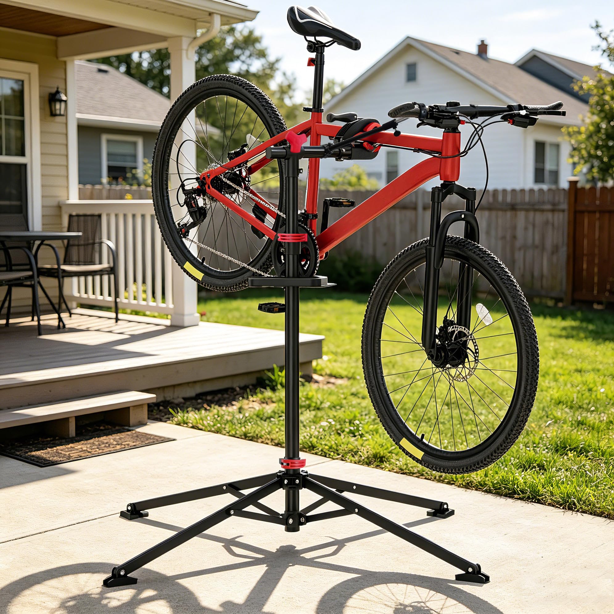 Caballetes para Bicicletas, Soporte de Reparación Plegable y Ajustable con Bandeja Magnética Grande, Soporte de Rueda Delantera, Cabezal Giratorio 360°,Ultraligero, Carga Máxima 30 kg