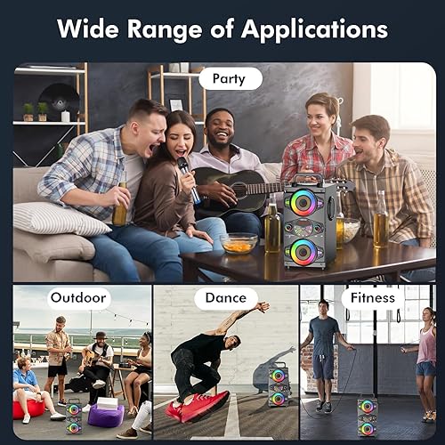 Miniatura 6 de Altavoces Bluetooth portátiles de 60 W, gran alcance inalámbrico, sonido de graves estéreo, Boombox, altavoz de fiesta en casa con subwoofer, radio