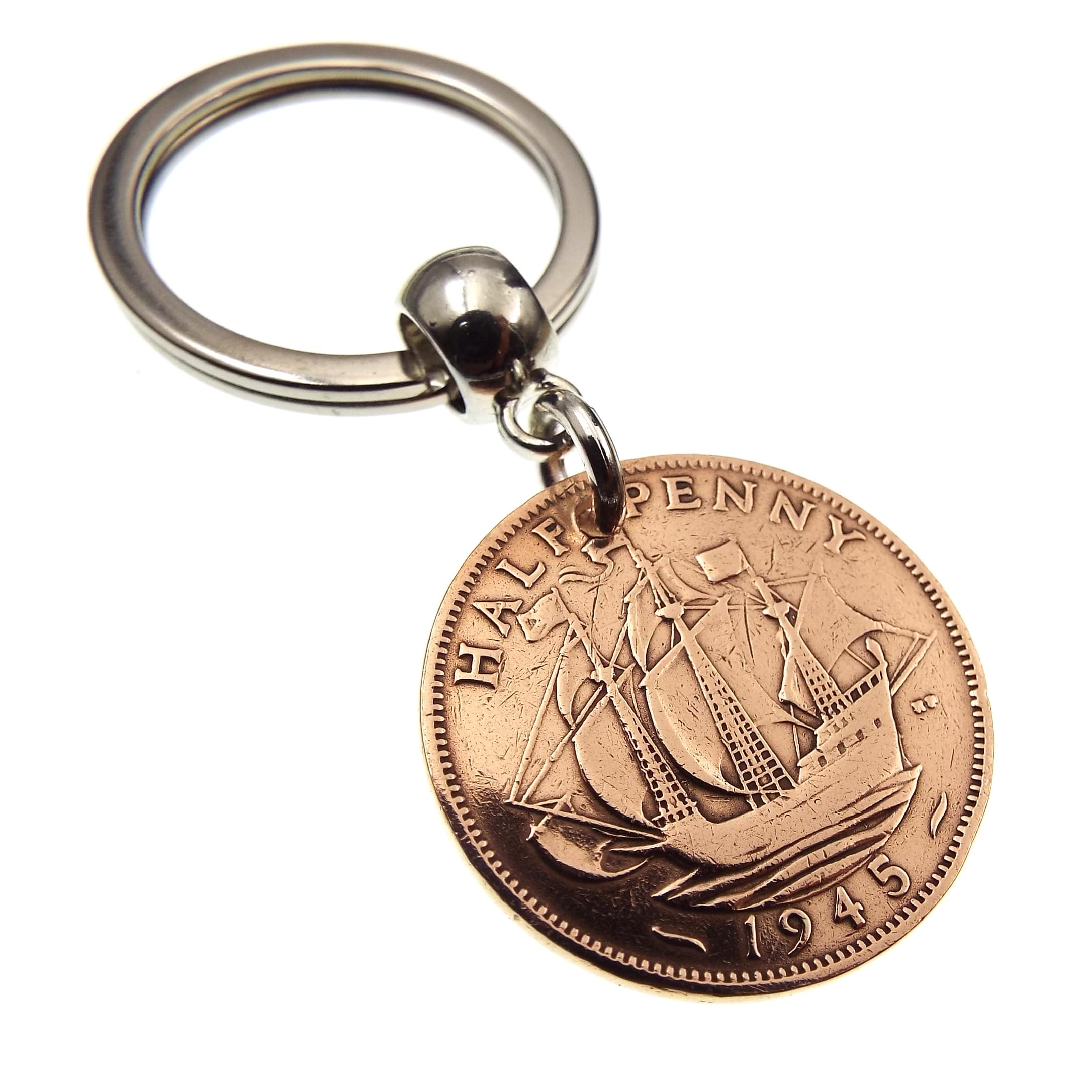 A Silver Dream 1945 British Half Penny Coin Keyring