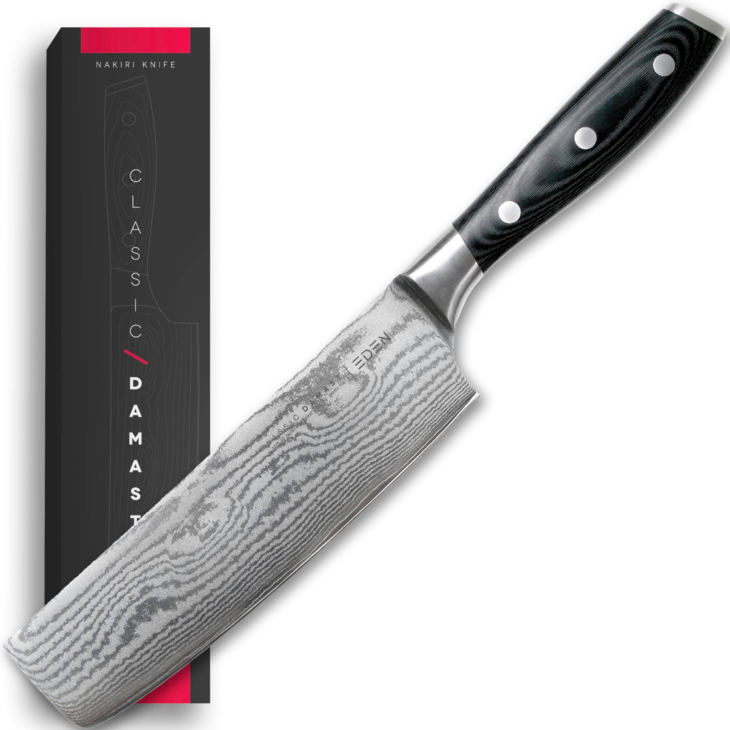 Eden Classic Damast Nakiri 16,5 cm Küchenmesser EQ2030-116 Japanisches Küchenmesser für Gemüse, Damaststahl