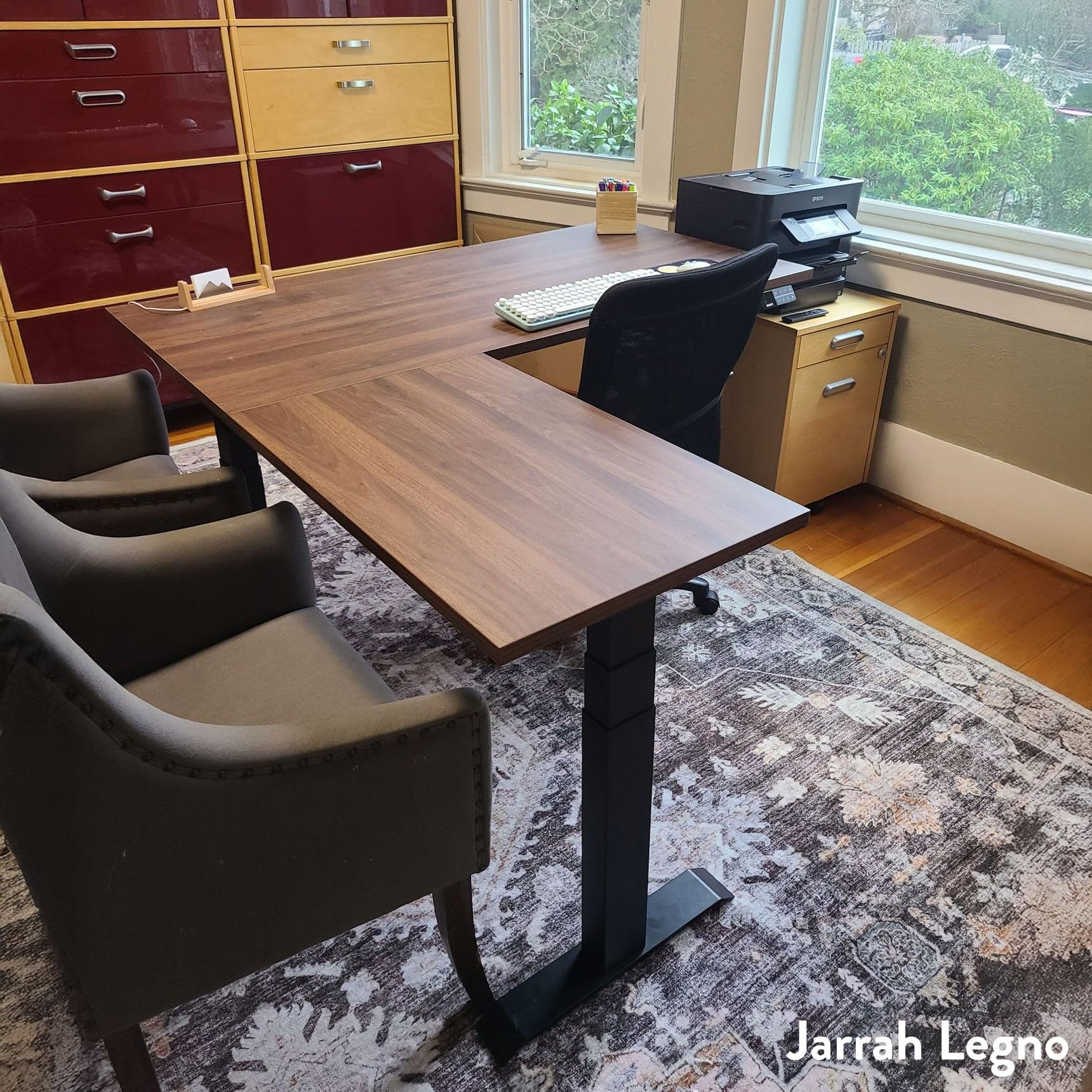 Desky 59 Inch L Shaped Electric Standing Desk, Height Adjustable