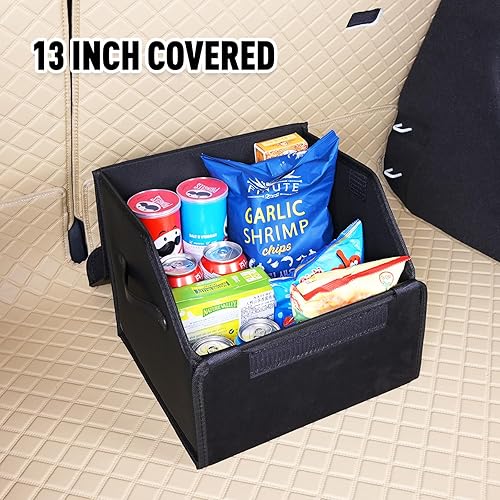Miniatura 3 de Organizadores de coche y almacenamiento para SUV, organizador de maletero para sedán, caja elegante plegable de cuero con tapa, contenedores de