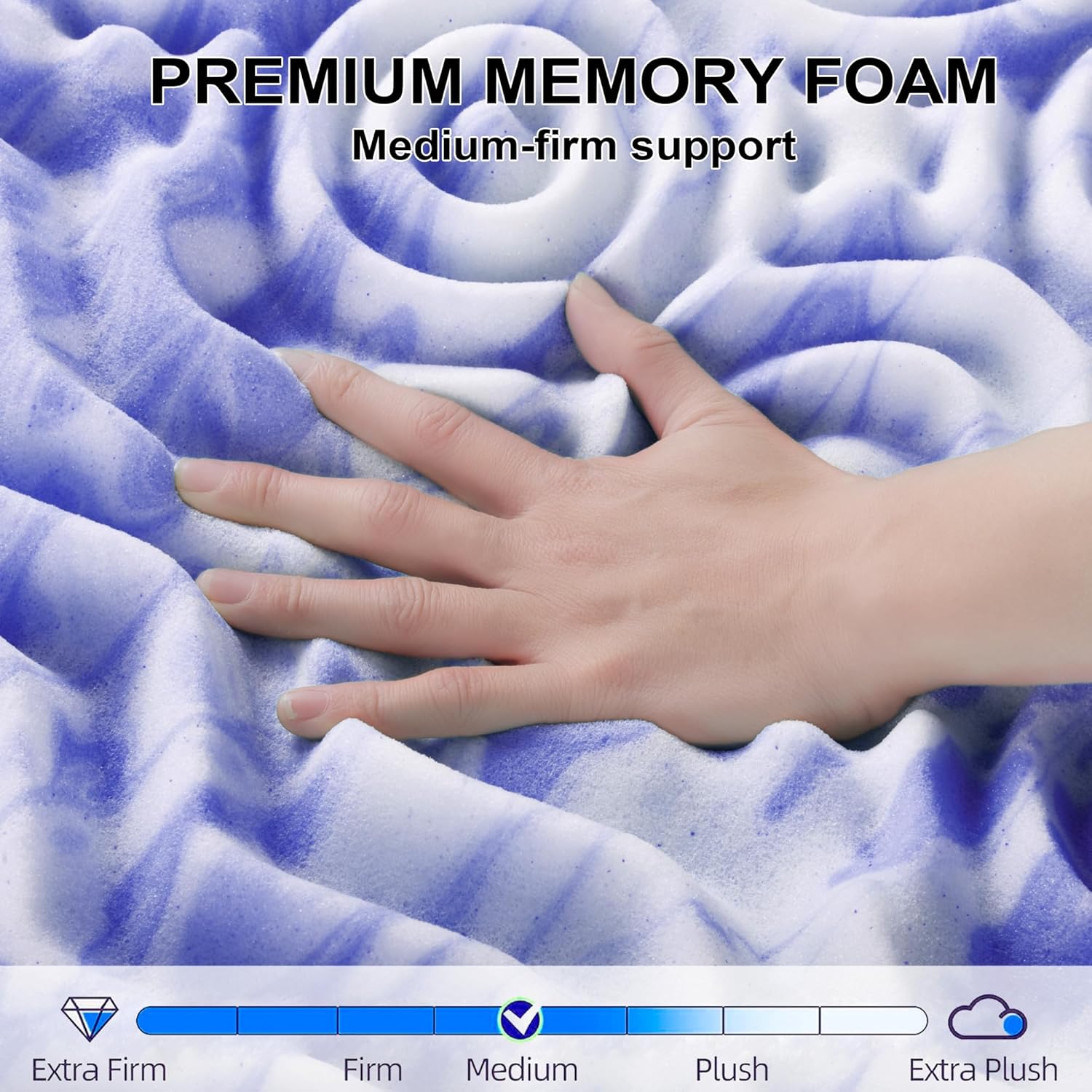 Memory Foam Mattress Topper 3 Inch 3-Zone Queen,Purple Supportive Gel Foam Topper Pressure Relieve Soft Mattress Pad for Back Pain?US and Euro Certified,Queen Size