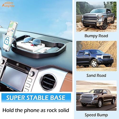 Miniatura 5 de Aunginsy Bandeja de almacenamiento para tablero de consola central con soporte para teléfono compatible con Toyota Tundra 2007-2021, soporte