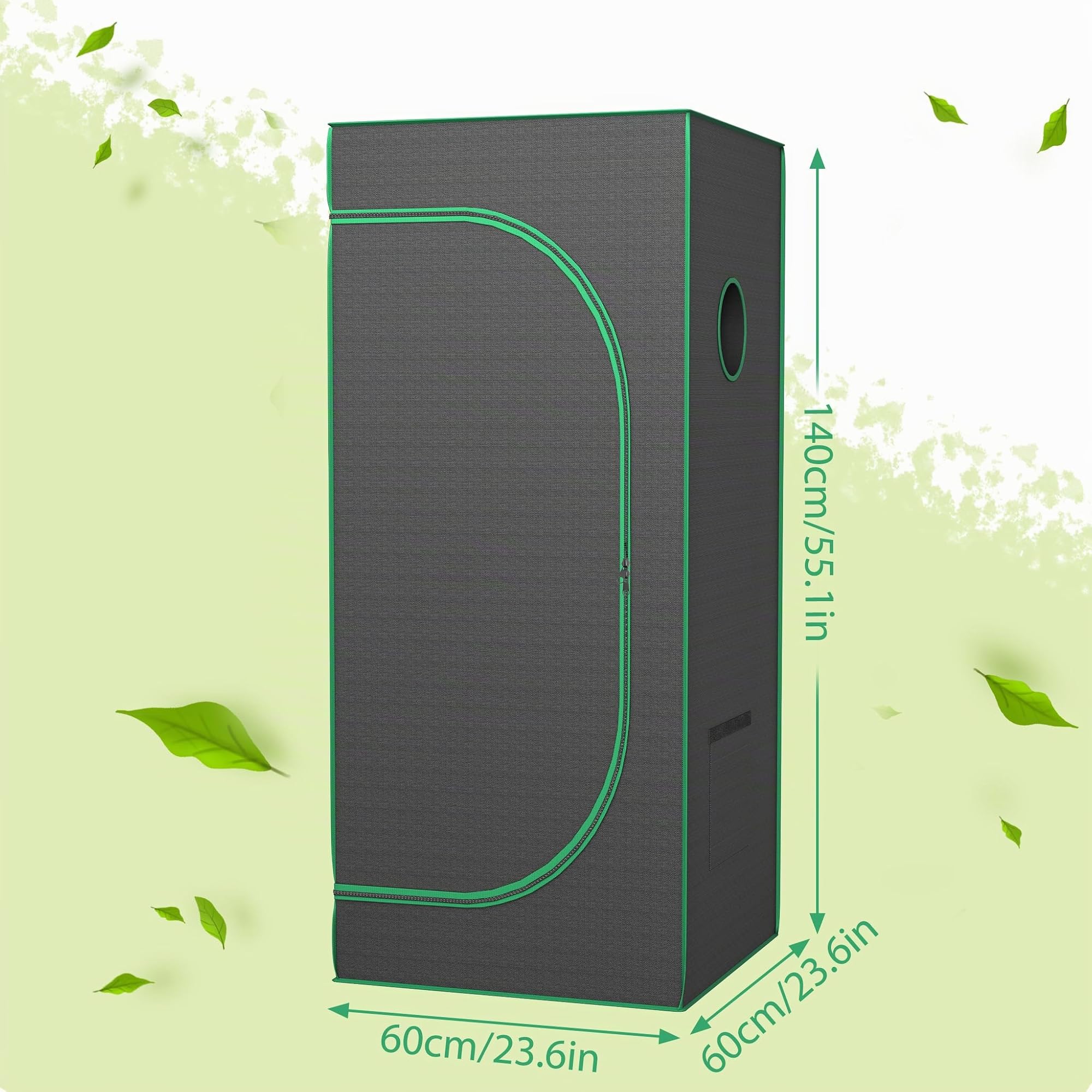 YRHome Growzelt für Indoor Growbox Lichtdicht & Wasserdicht mit Transparentem Sichtfenster Pflanzenzelt aus 600D Oxford-Stoff Zuchtzelt Indoor Anbauzelt Grow Tent für Tomaten Gemüse - 60x60x140cm