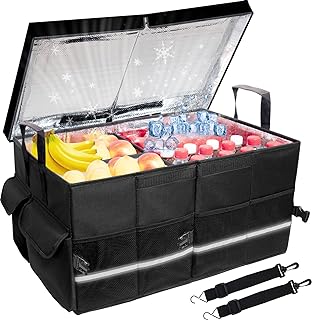 Car Organizer,Car Trunk Organizer, Trunk Organizers and Storage ，Suv,Trunk Organizer for Car,Trunk Organizer with Cooler .Large Collapsible Multi Compartment Car Storage Organizer,Storage Box
