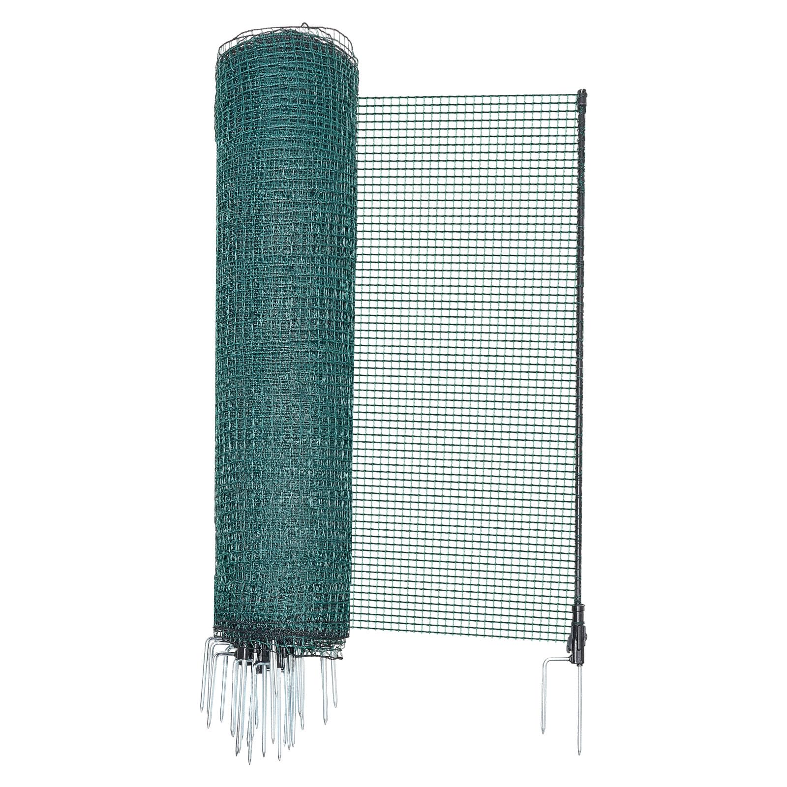 VEVOR Rete per Recinzione in Plastica, Recinzione Temporanea Flessibile 0,9 x 25 m, Rete di Sicurezza con Pali, Picchetti a Doppia Punta e Tiranti, Barriera Protettiva Rimovibile per Aiuole Giardino