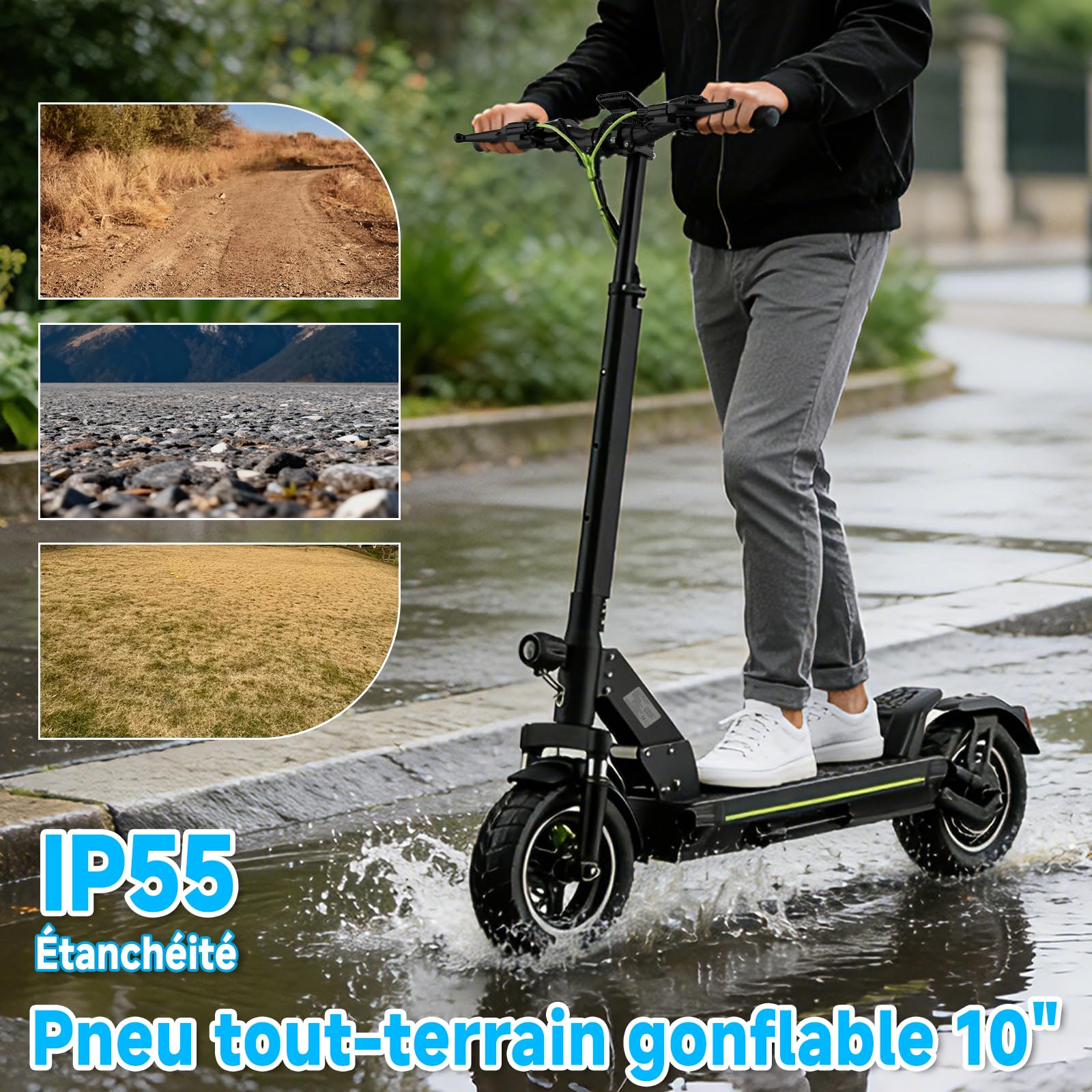 TODIMART D6 Trottinette Électrique Adulte, Autonomie 50–55 km, Batterie 48V 13Ah, Moteur 500W (800W Max), Pliable, Puissante, Double Suspension, Tout-Terrain, Ultra Légère, Scooter Electrique Adulte