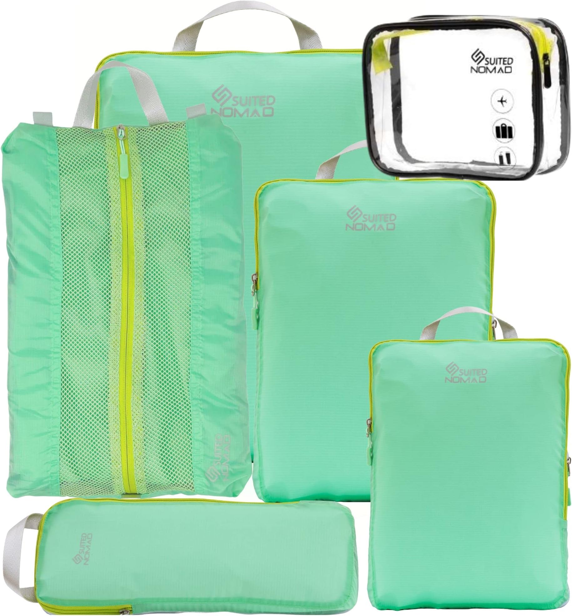 SUITEDNOMAD Ultralight Compression Packing Cubes Set, Suitcase and Backpack Travel Organizer Bags