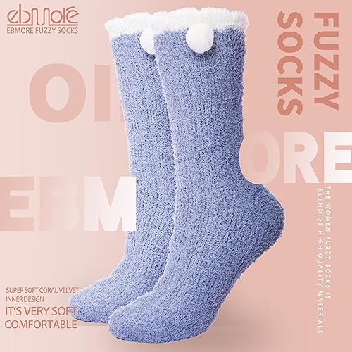 Miniatura 6 de EBMORE Womens Fuzzy Socks Slipper Fluffy Cozy Comfy Cabin Plush Warm Winter Sleep Home Soft Socks