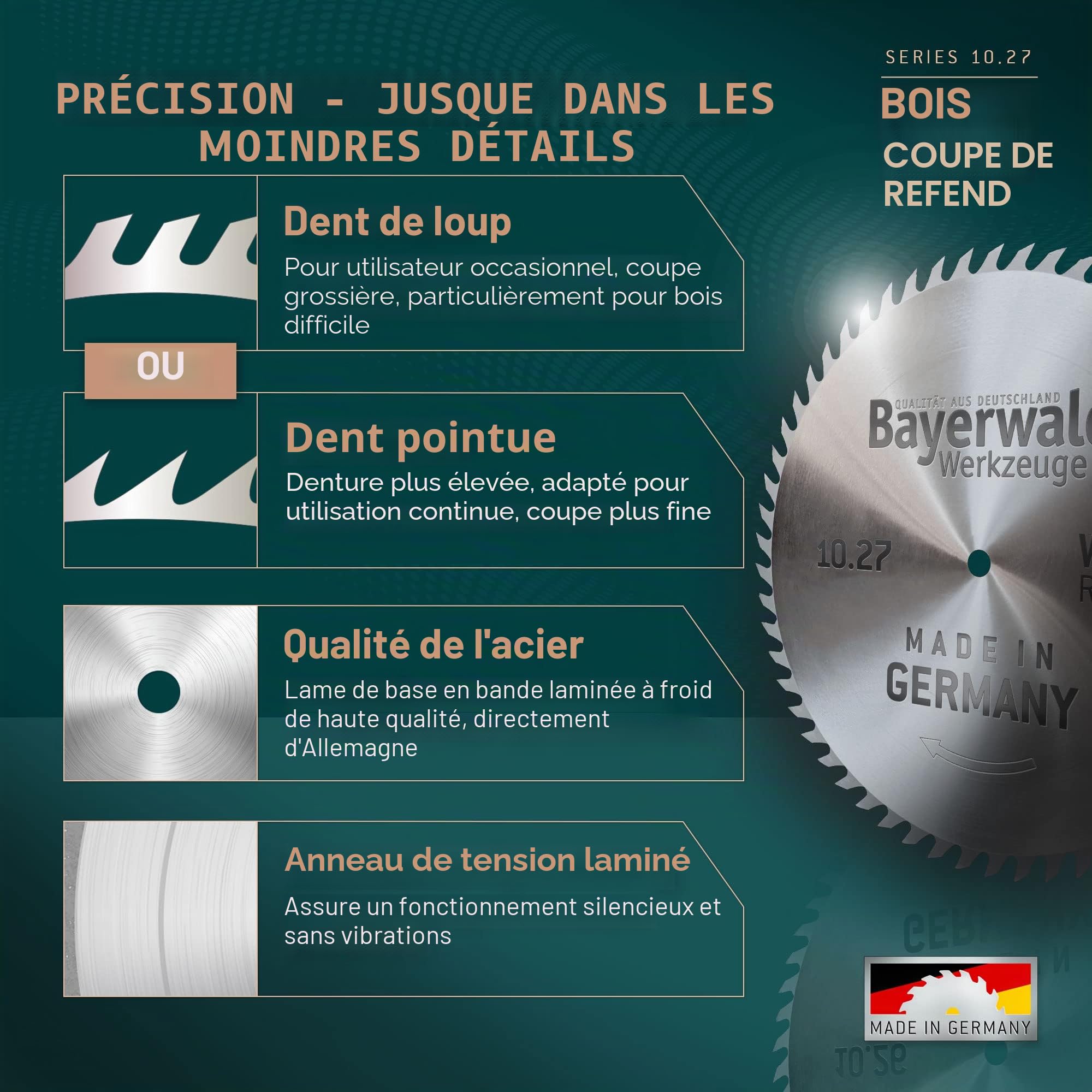 Bayerwald - Lame de scie circulaire CV - Ø 500 mm x 2,5 mm x 30 mm | Dent de loup (56 dents) | Découpes grossières et rapides - Bois de chauffage & Dérivés du bois/Section longitudinale & tran
