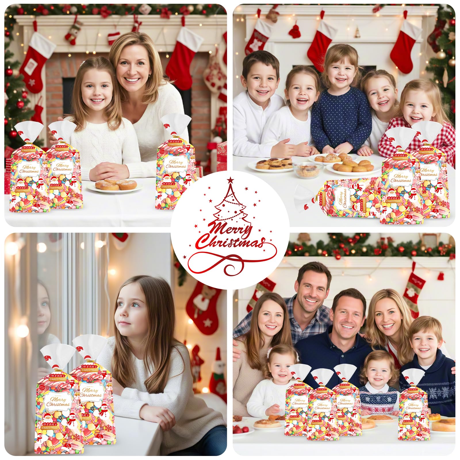Litmitfu 50 x Geschenktüten mit Aufschrift "Merry Christmas"