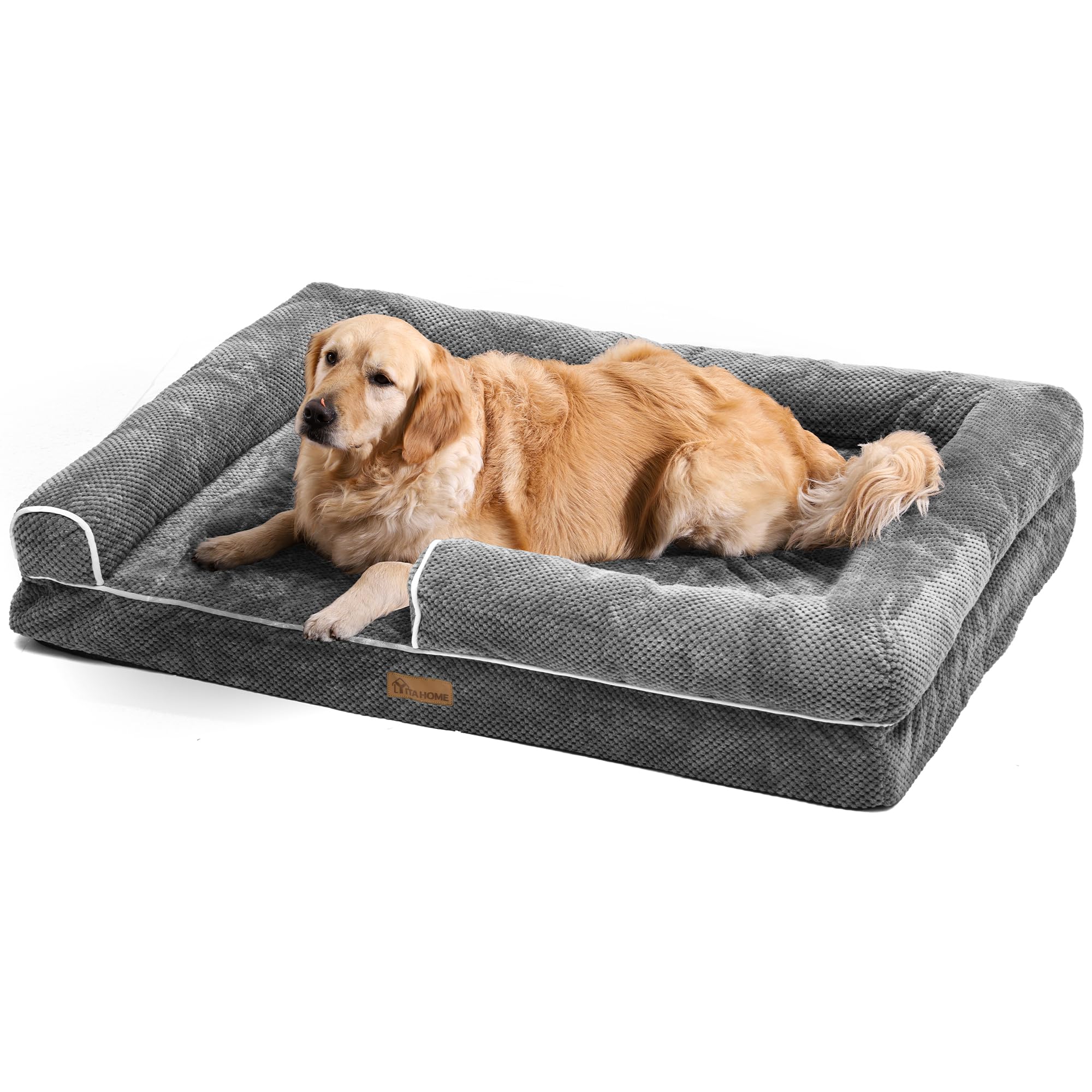 YITAHOME Divano letto per cani extra grande, copertura rimovibile e lavabile, letto per animali domestici, morbido e accogliente, per cani di taglia grande ed extra grande, 135x107x22cm, grigio