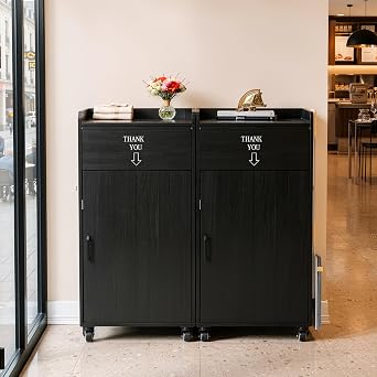 PAKASEPT Restaurant Trash Can Cabinet, Commercial Trash Cans with Tray Holder and Door, 32 Gallon Trash Can Cabinet and Garbage Can Cabinet for Restaurant, Kitchen, Office, School