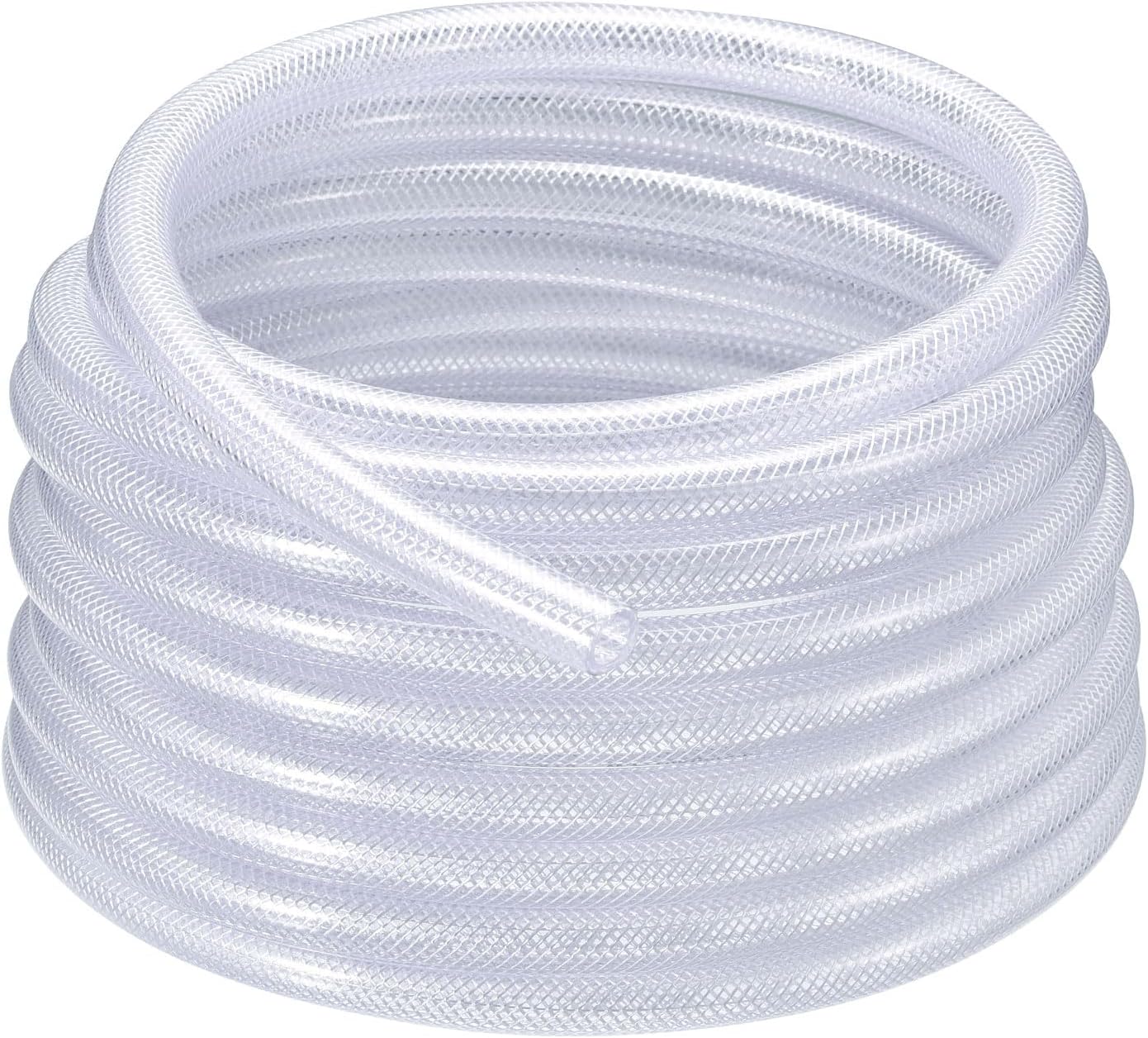 50ft Flexible Tube Braided Reinforced Tubing Flexible Hose Pipe Clear Vinyl Tubing High Pressure Flexible Plastic Tube for Fluid Transfer ((1/2" Inner, 3/4" Outer Diameter)