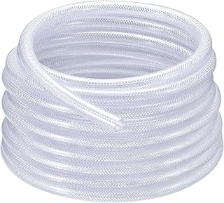 50ft Flexible Tube Braided Reinforced Tubing Flexible Hose Pipe Clear Vinyl Tubing High Pressure Flexible Plastic Tube for Fluid Transfer ((1/2" Inner, 3/4" Outer Diameter)