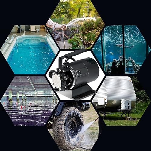 Miniatura 7 de Bomba de transferencia de agua de 115 V, bomba autocebante de 330 GPH, bomba de sumidero eléctrica portátil con accesorio de manguera de succión,