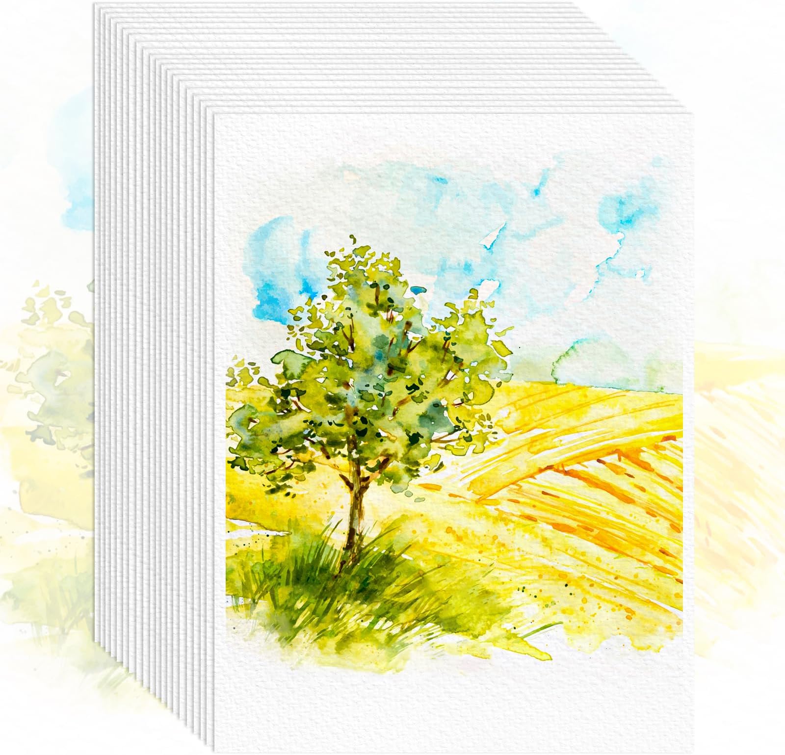 64 Sheets Watercolor Paper, 5"x7" Water Color Paper, 140lb/300gsm Artist Sketch Easel Acrylic Painting Loose Drawing Paper Bulk, Art Supplies for Kids Child Adults, Watercolors, Watercolor Paint Set