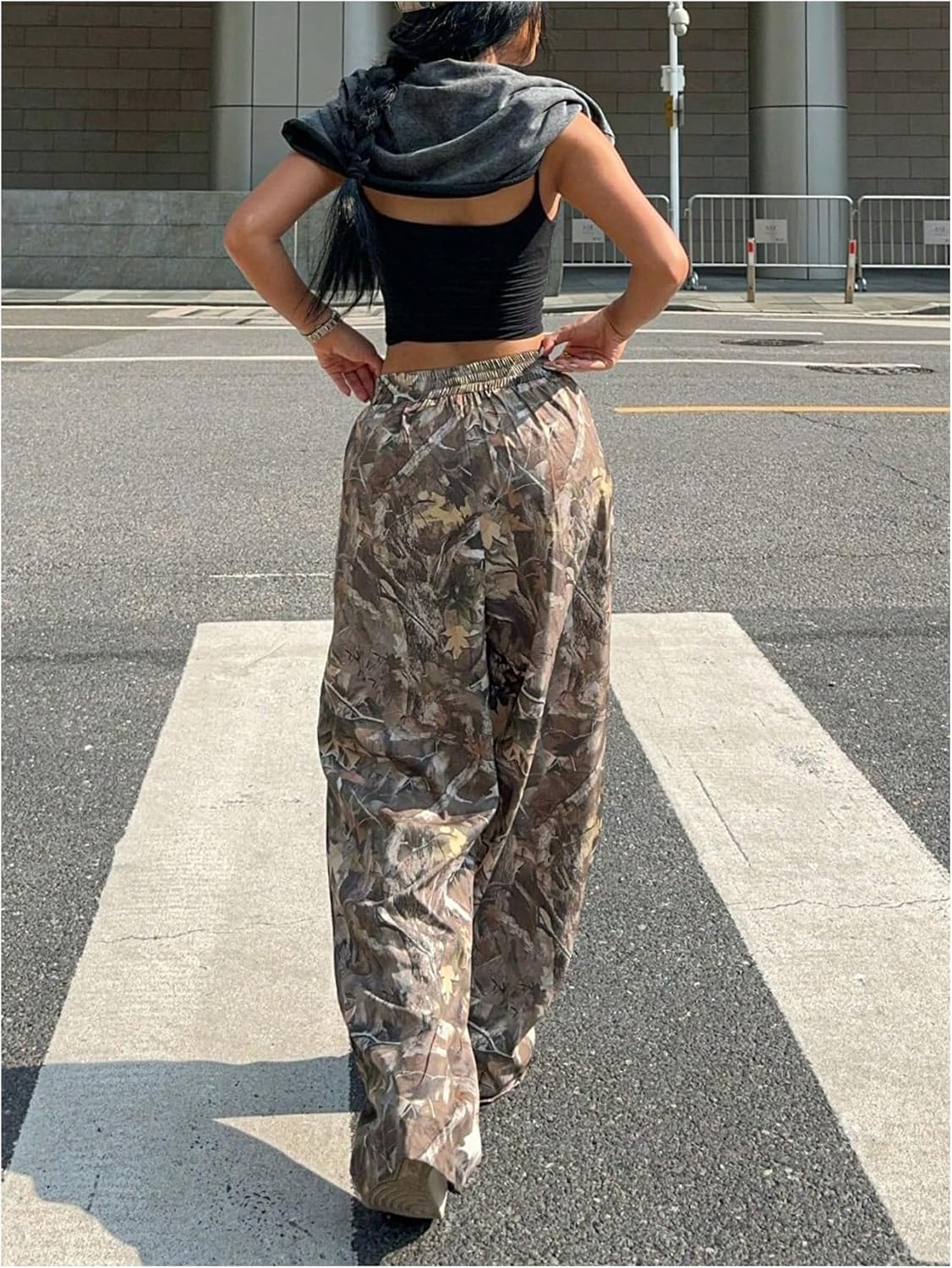 GORGLITTER Women's Camo Baggy Cargo Sweatpants Joggers Camouflage Straight Leg Sweat Pants Street Wear - Image 2