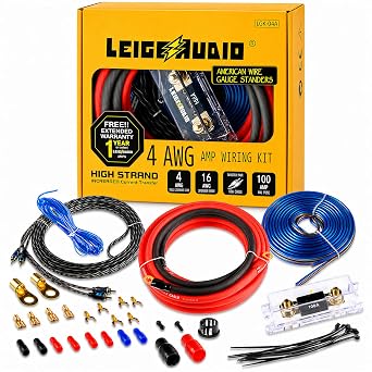 4 Gauge Amp Wiring Kit Ture 4 AWG Amplifier Installation Wiring Kit - Car Subwoofer Wiring Kit Helps You Make Connections and Brings Power to Your Radio, Subwoofer and Speakers
