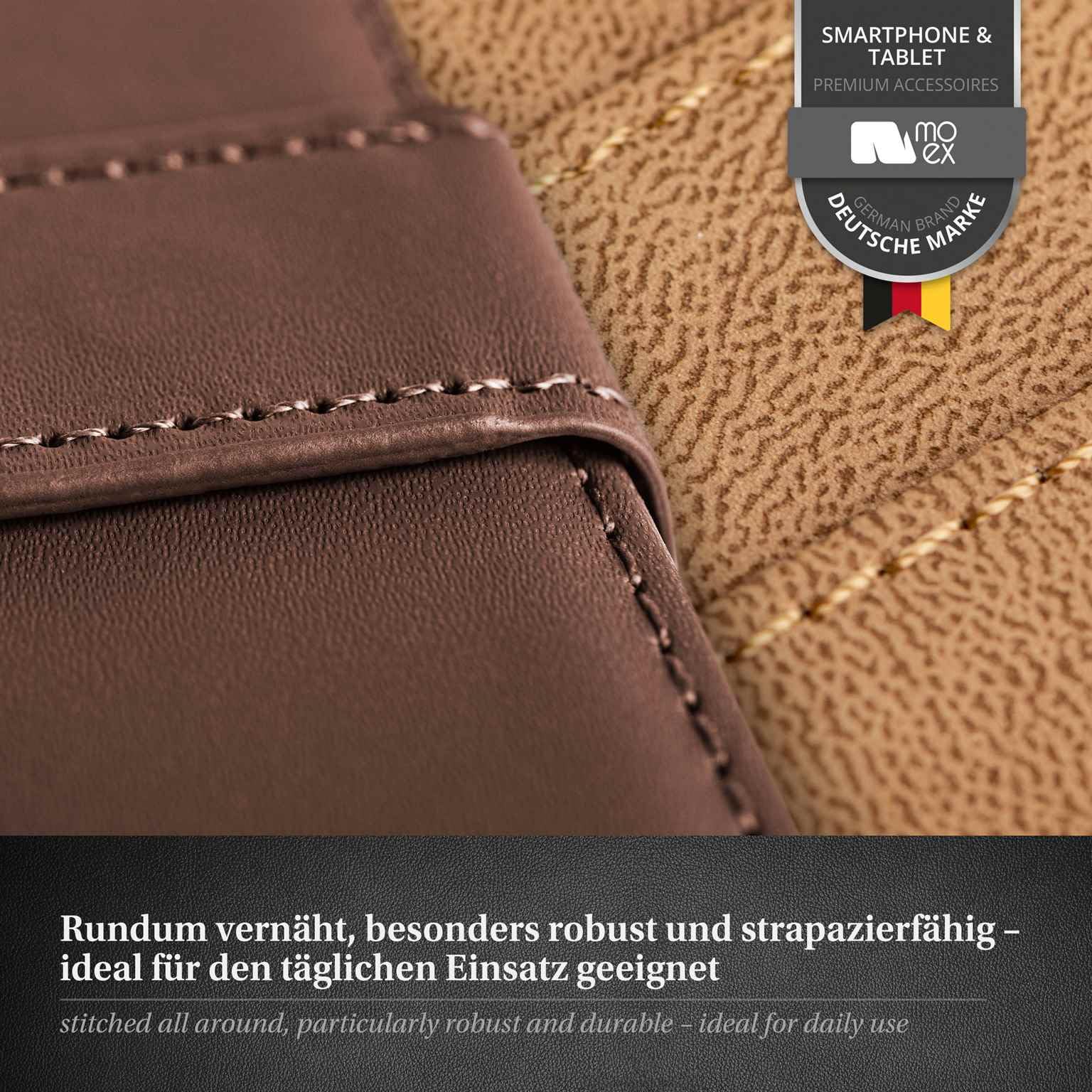 moex 4 in 1 Set für Samsung Galaxy S20 Ultra / 5G Hülle mit 3X Schutzfolie, Handyhülle Kartenfach [Book Case Klapphülle + FlexProtect Folie] Schutzhülle 360 Grad Komplettschutz, Dunkelbraun