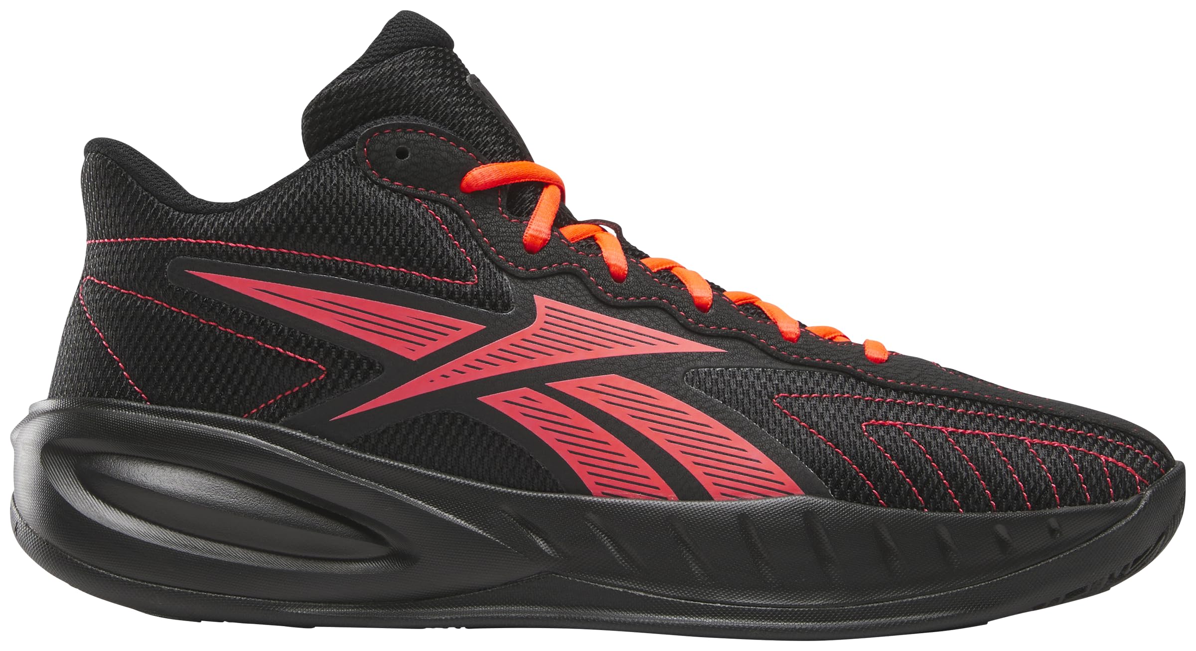 Reebok Unisex-Adult Press Sneakers in Core Black/Neon Cherry/Core Black