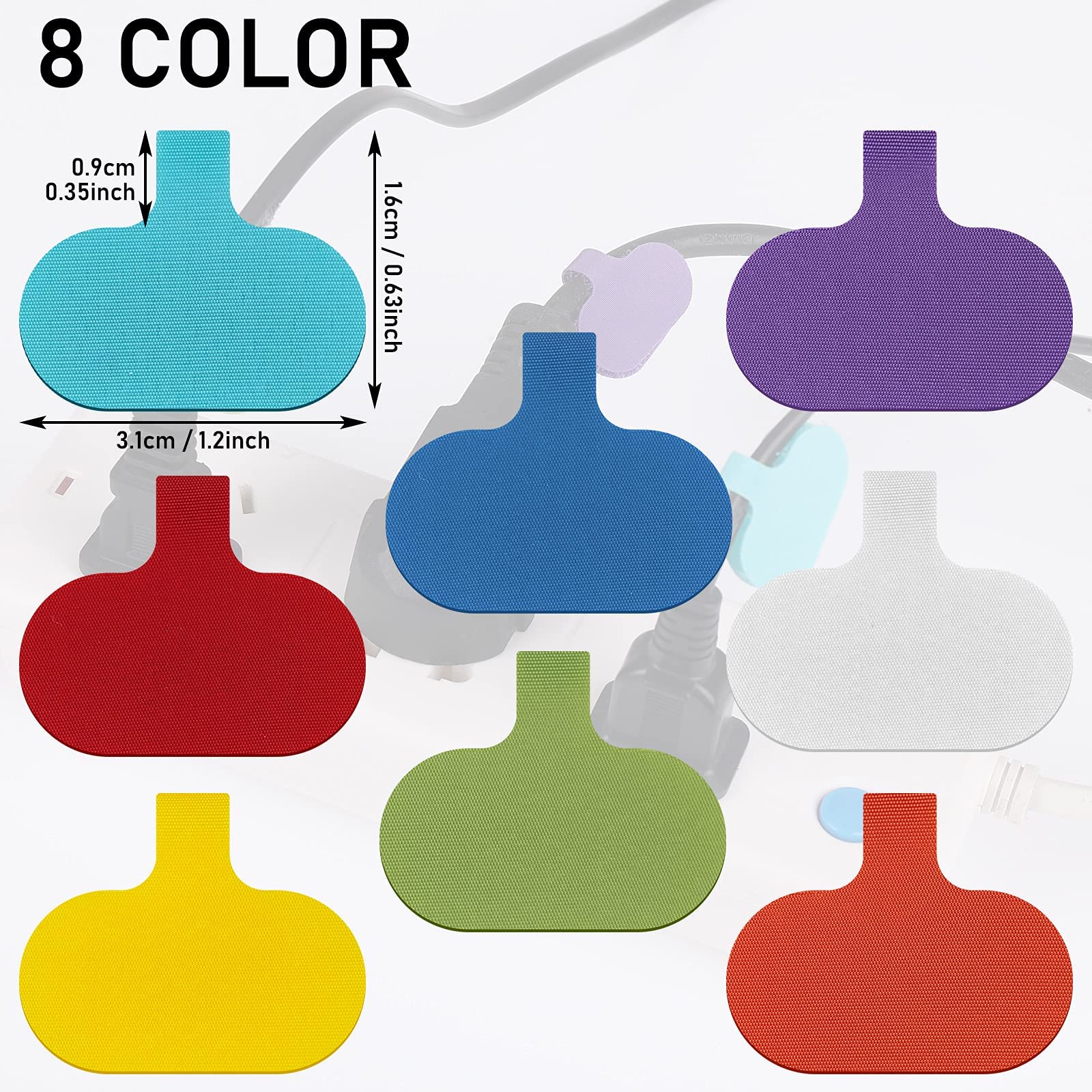48 étiquettes Réutilisables Pour Câbles - Nylon, Scratch, Multicolores - 4.5x2 Cm - Écriture Au Marqueur à Huile