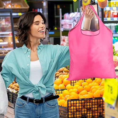 Miniatura 7 de Silkfly 24 bolsas de compras reutilizables duraderas plegables grandes para cocina, a granel con asa, bolsa de almacenamiento lavable resistente