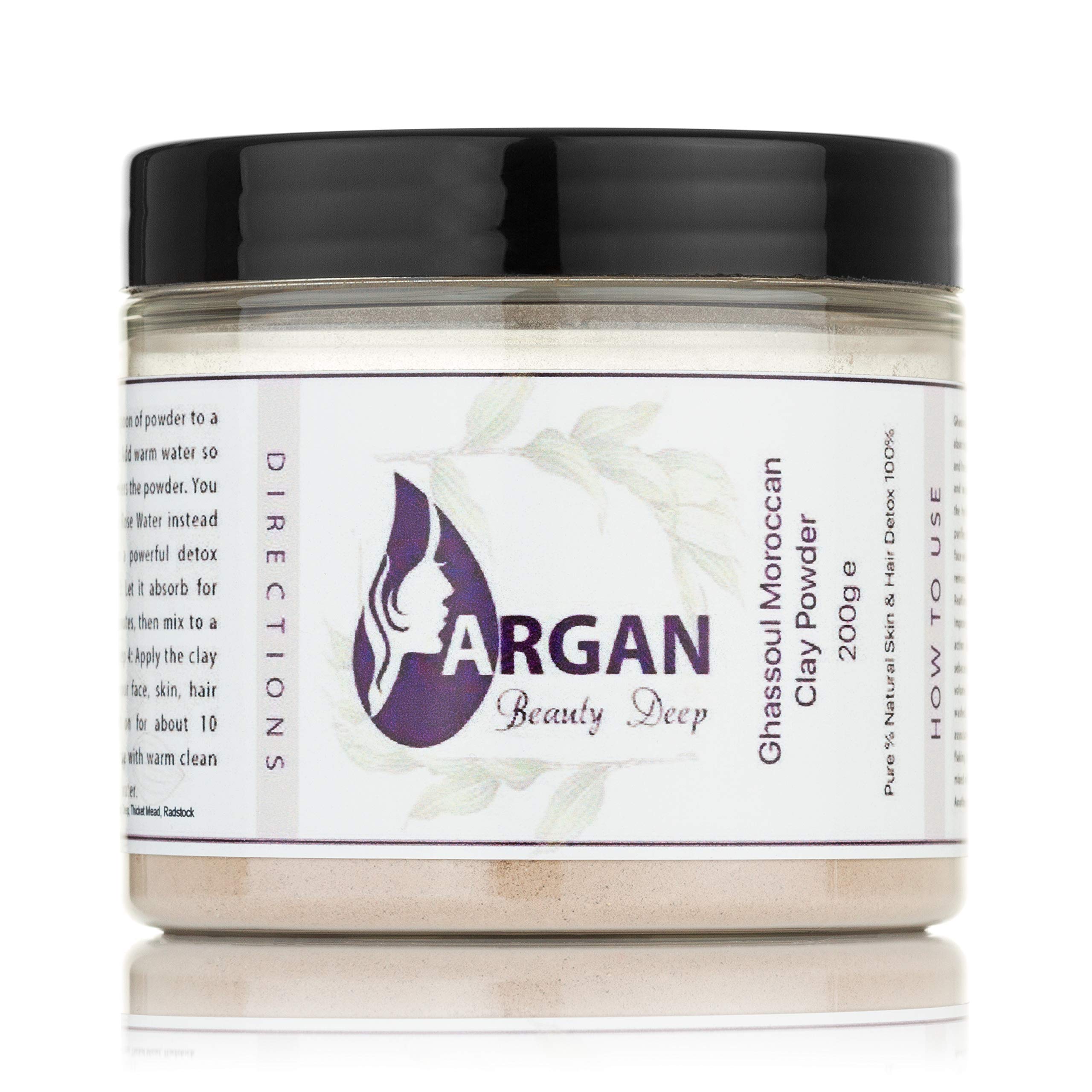 Argan Beauty Deep Ghassoul Clay Powder (Rhassoul) Argan Beauty Deep - The Original 100% Organic Hair & Facial Mask from Morocco 200 g