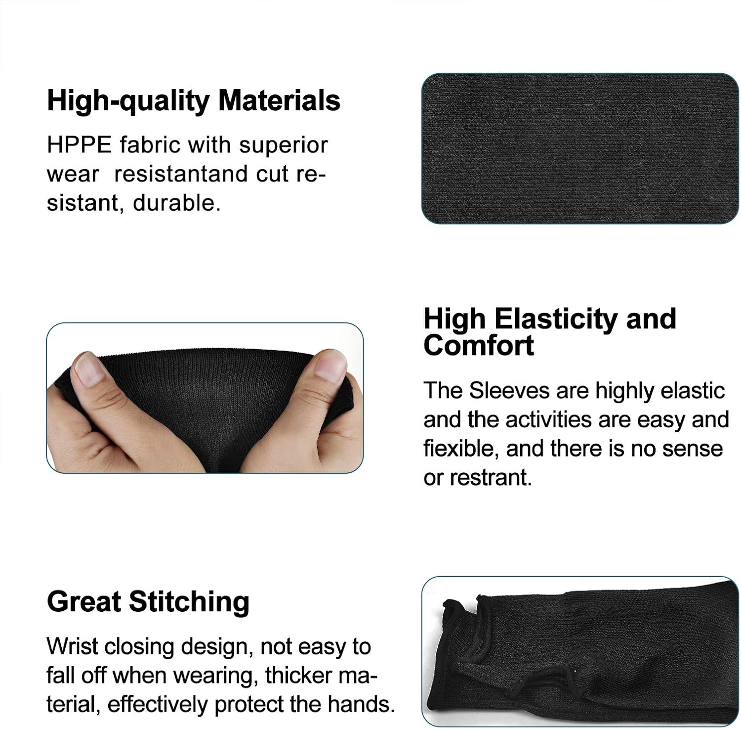 DEYAN Cut Resistant Sleeves, Level 5 Arm Protection Sleeves with Thumb Hole, 18 inch Extra Long Arm Protectors, Slash Resistant Safety Arm Guard for Garden Farm Yard Working, 1 Pair (Black) : Clothing, Shoes & Jewelry