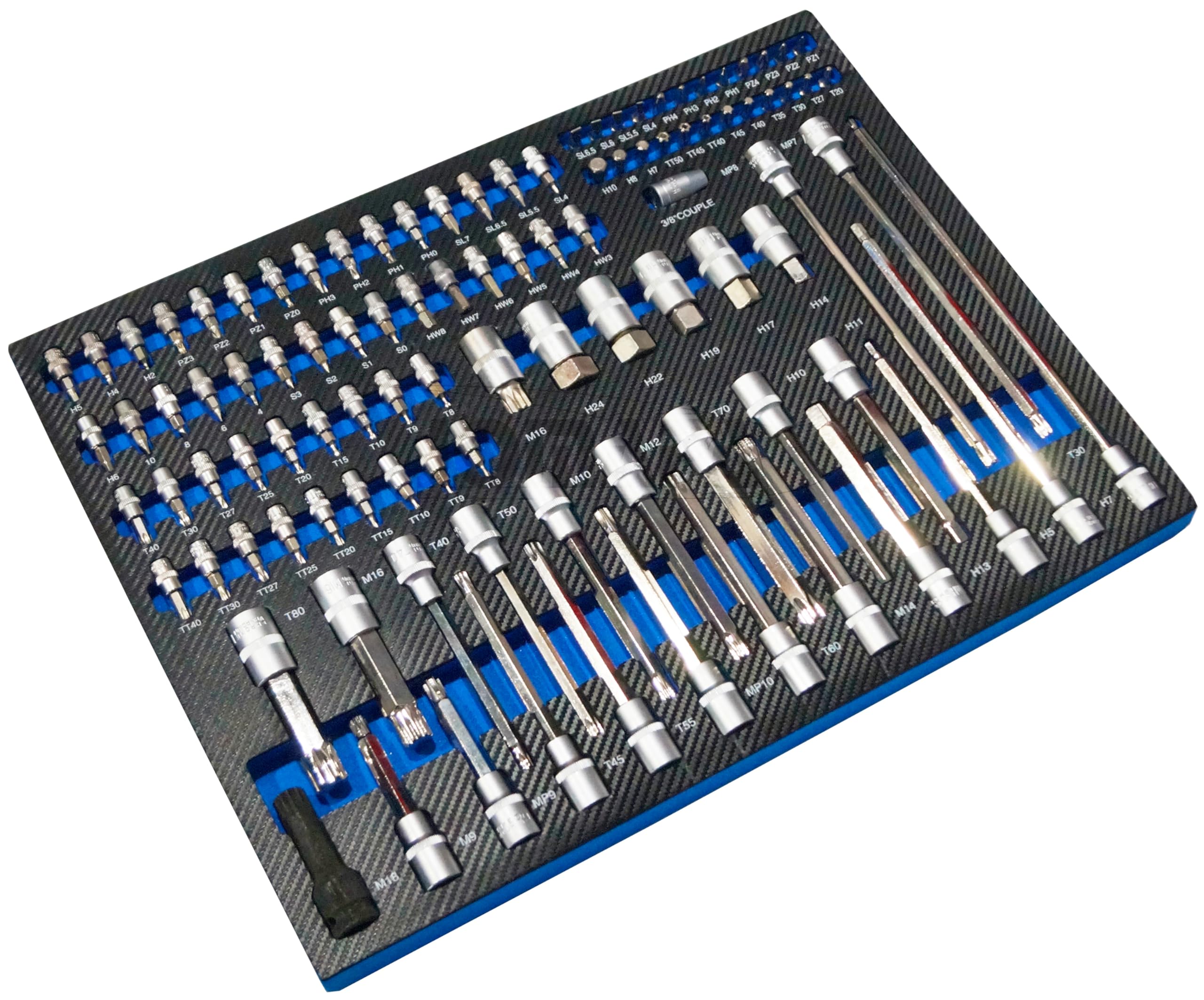 Módulo de herramientas EVA de puntas hexagonales, torx, cuadradas, planas, estrella/philips, spline y RIBE largas y cortas